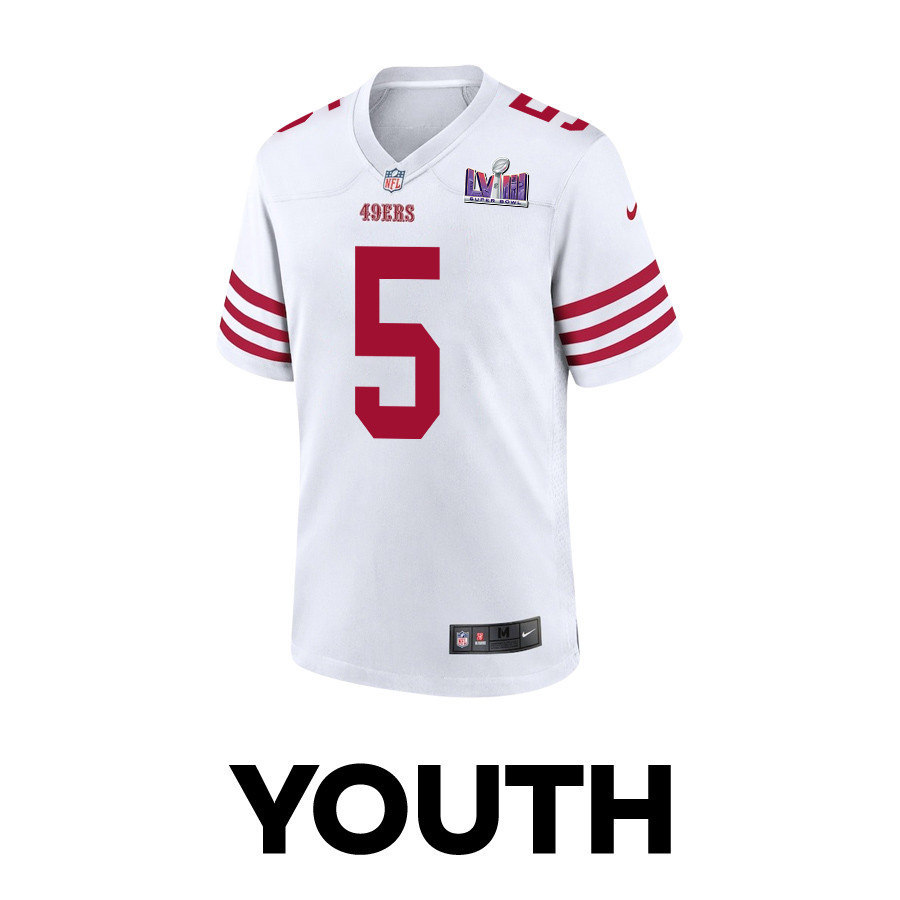 Randy Gregory 5 San Francisco 49ers Super Bowl LVIII Patch Game YOUTH Jersey - White