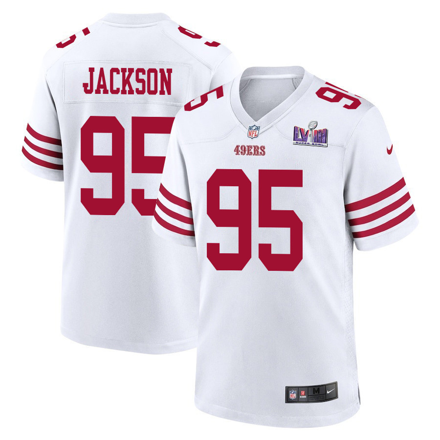 Drake Jackson 95 San Francisco 49ers Super Bowl LVIII Patch Game Men Jersey - White