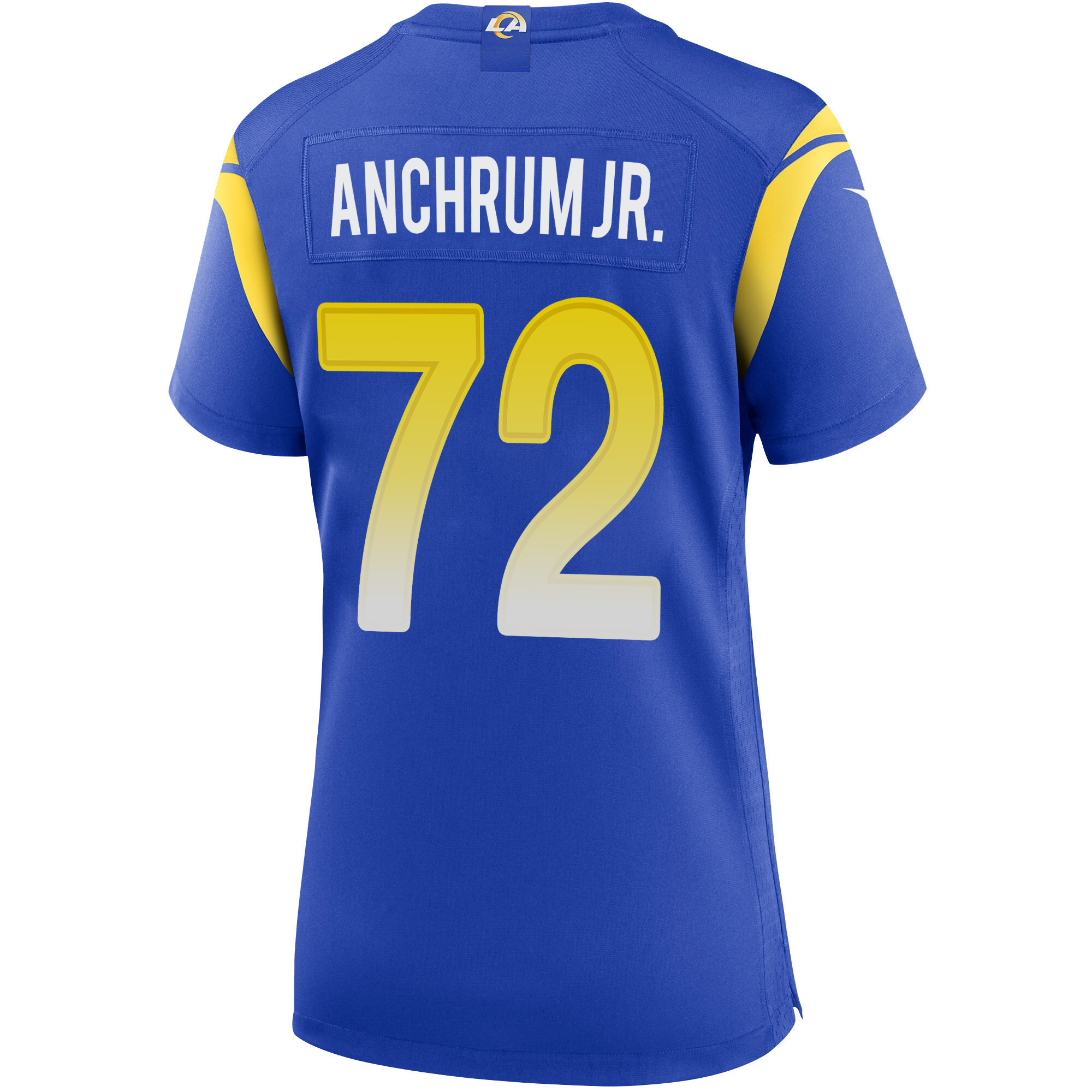 Super Bowl LVI Champions Los Angeles Rams Tremayne Anchrum Jr. 72 Royal Women's Jersey Jersey