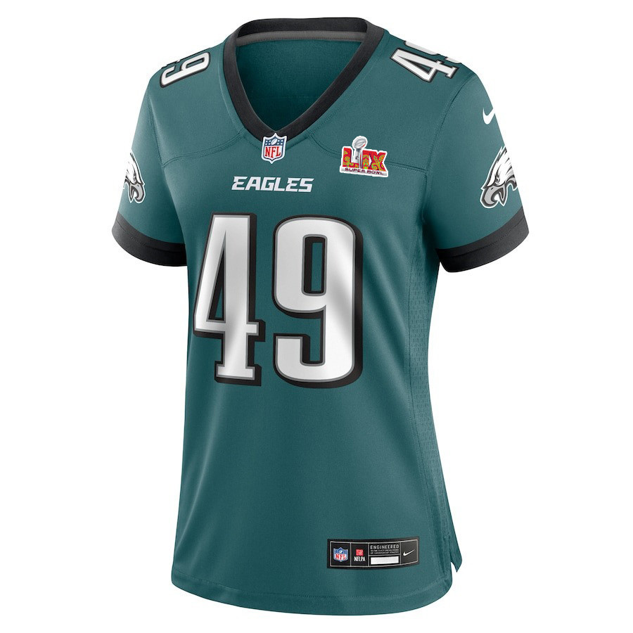 Rick Lovato #49 Philadelphia Eagles Super Bowl LIX Women's Jersey - Midnight Green