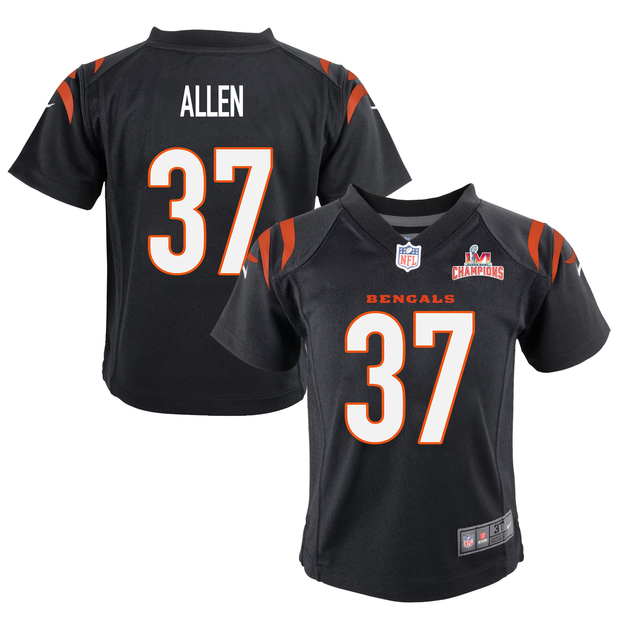 Super Bowl LVI Champions Cincinnati Bengals Ricardo Allen 37 Black Youth's Jersey Jersey