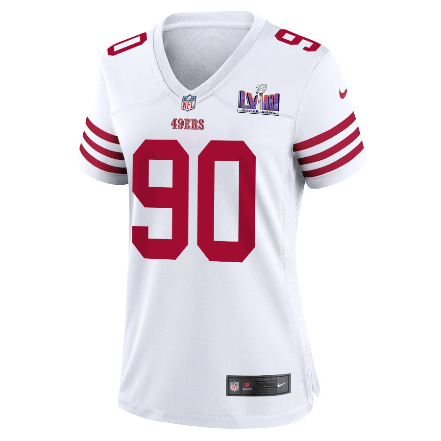 Kevin Givens 90 San Francisco 49ers Super Bowl LVIII Patch Game Women Jersey - White