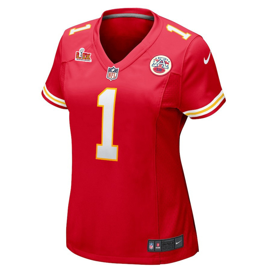 Xavier Worthy #1 Kansas City Chiefs Super Bowl LIX Women's Jersey - Red