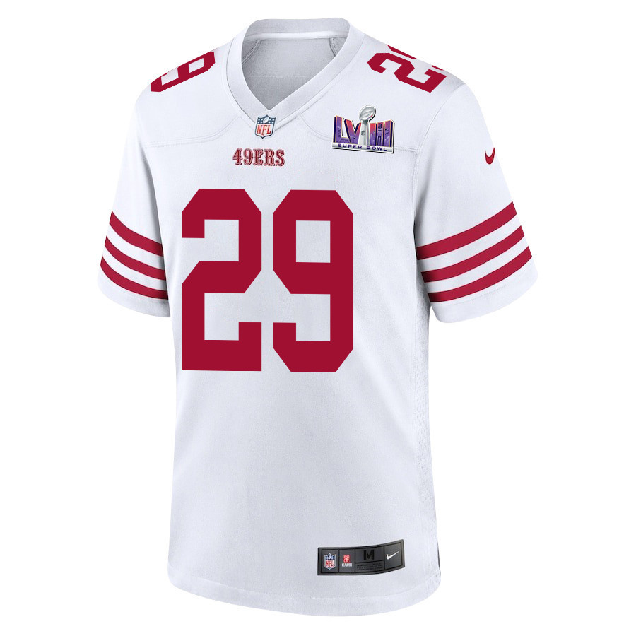 Talanoa Hufanga 29 San Francisco 49ers Super Bowl LVIII Patch Game Men Jersey - White
