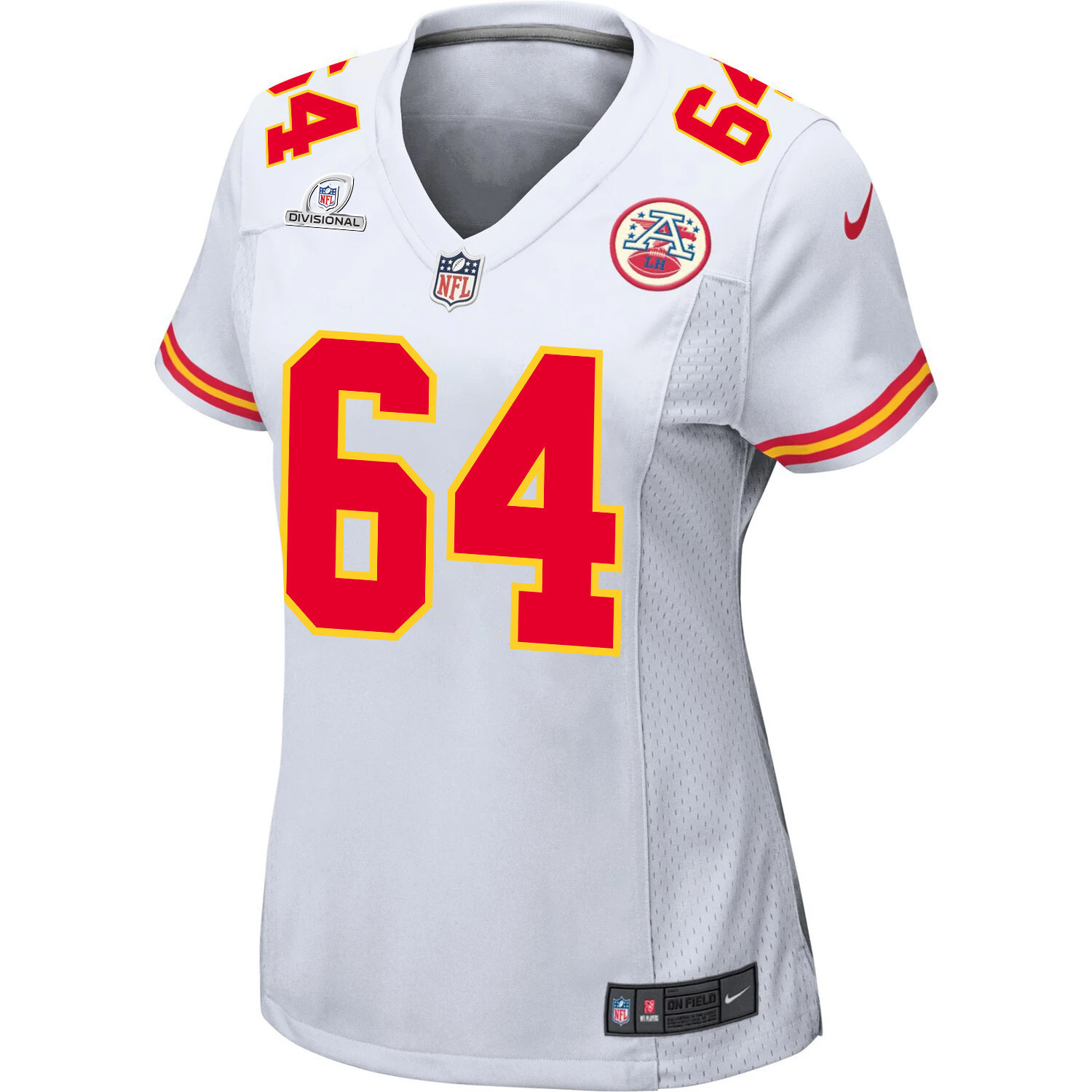 Wanya Morris 64 Kansas City Chiefs Super Bowl LVIII Patch Game Women Jersey - White