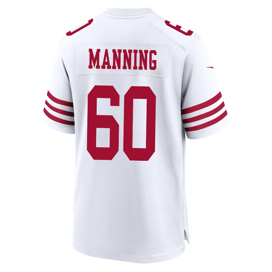 Ilm Manning 60 San Francisco 49ers Super Bowl LVIII Patch Game Men Jersey - White