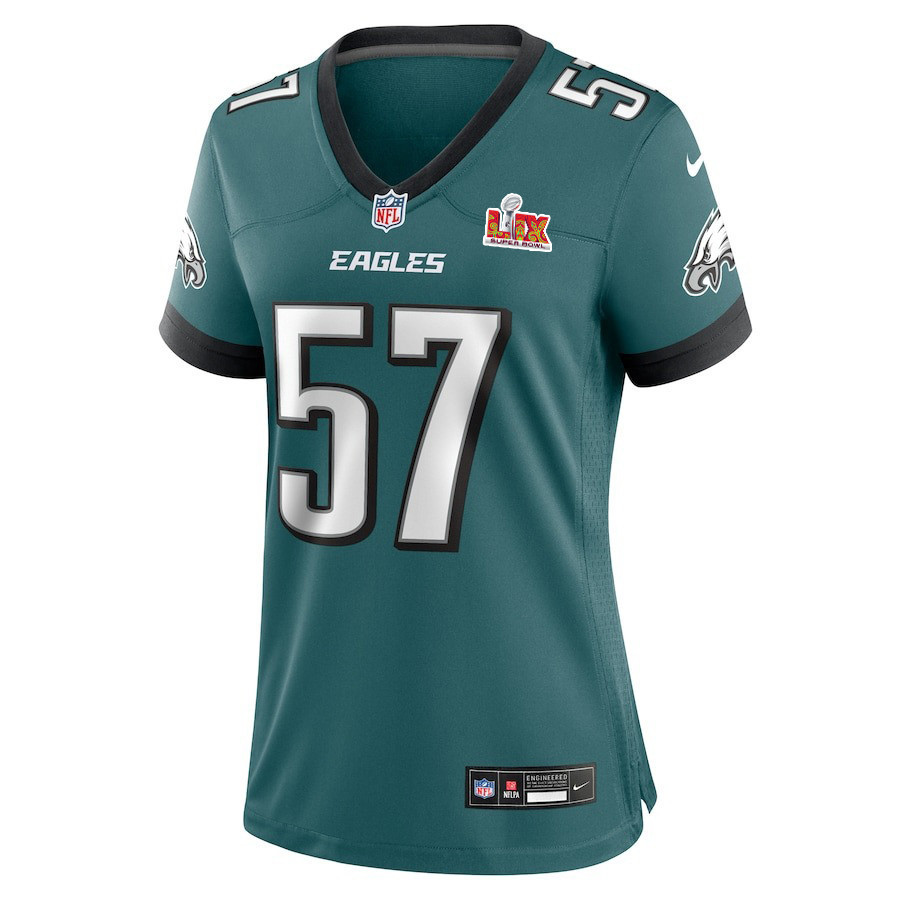 Ben VanSumeren #57 Philadelphia Eagles Super Bowl LIX Women's Jersey - Midnight Green