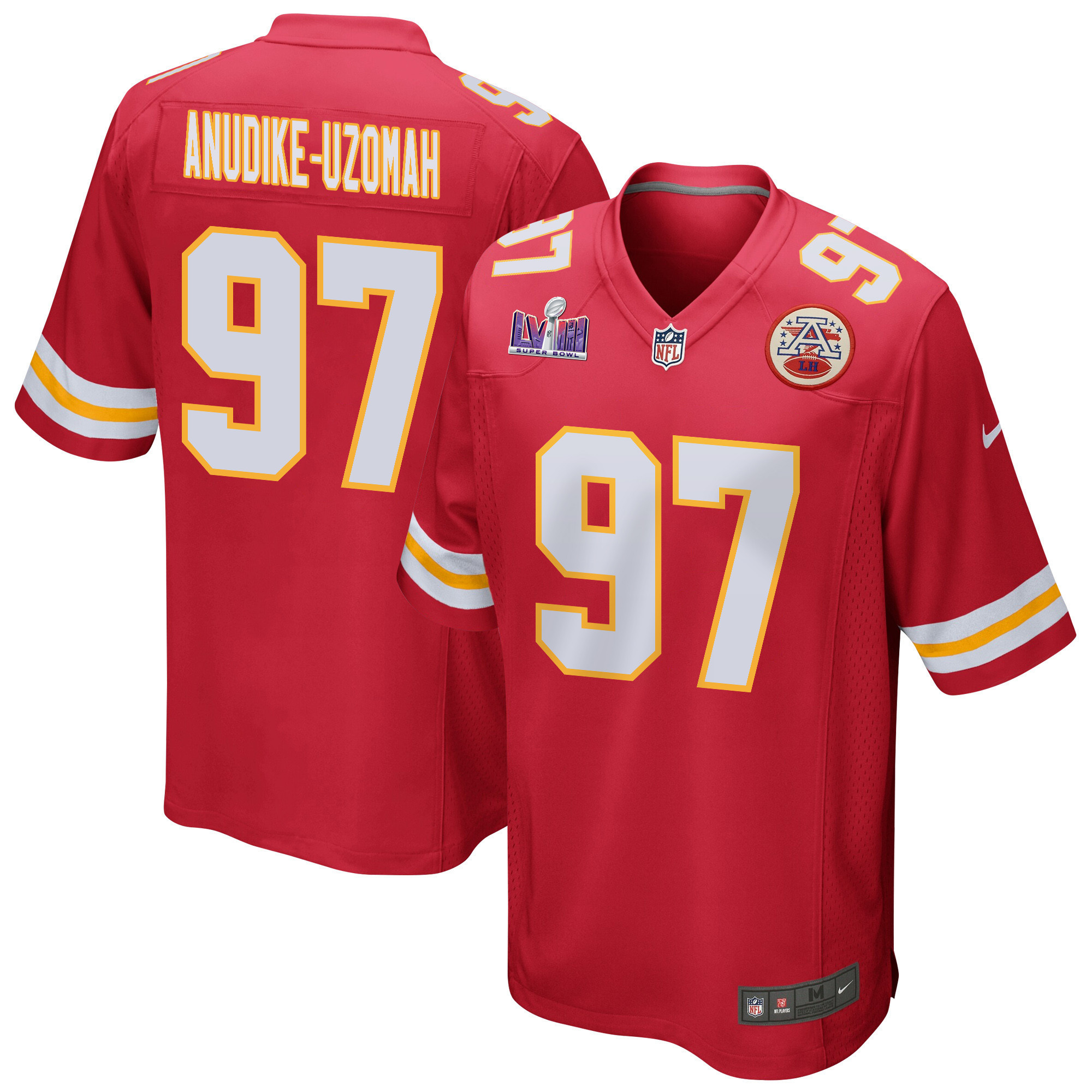 Felix Anudike-Uzomah 97 Kansas City Chiefs Super Bowl LVIII Patch Game Men Jersey - Red