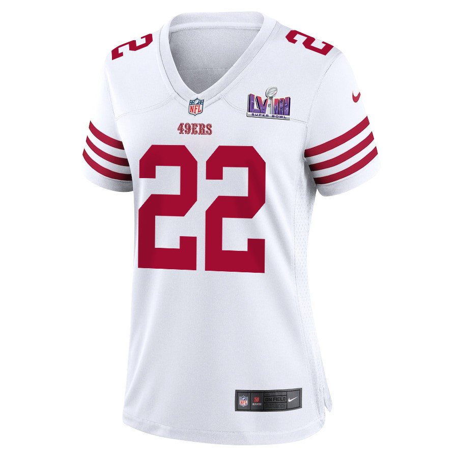 Jeremy McNichols 22 San Francisco 49ers Super Bowl LVIII Patch Game Women Jersey - White