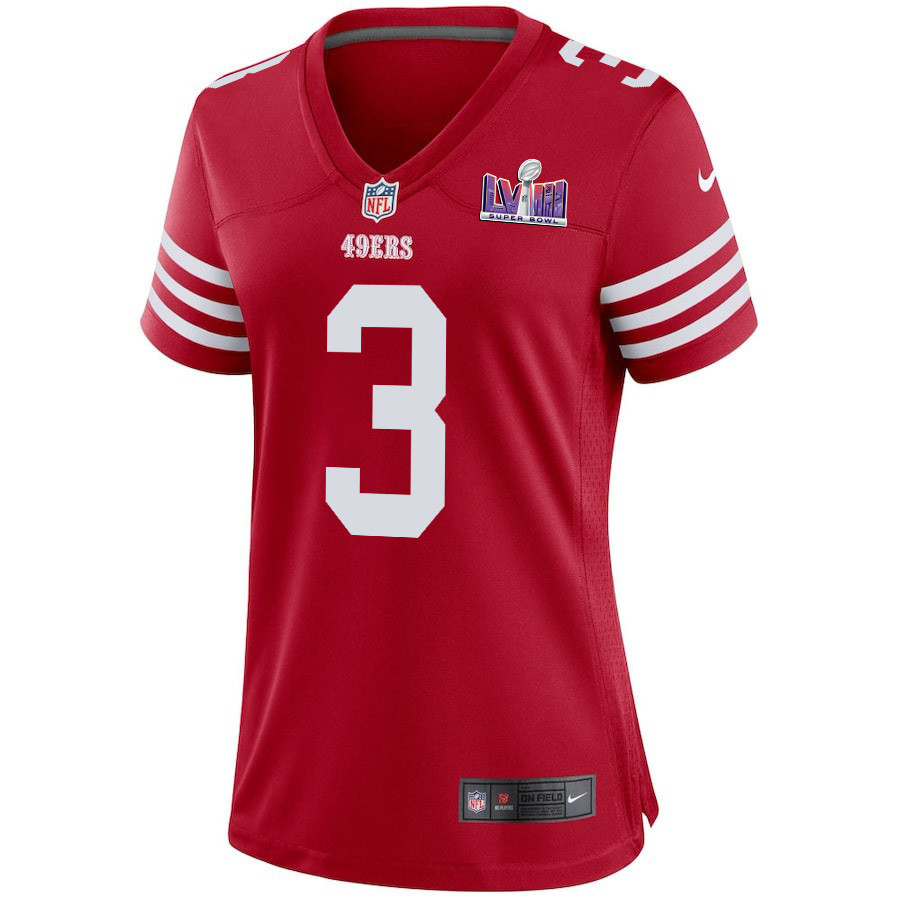 Ray-Ray McCloud III 3 San Francisco 49ers Super Bowl LVIII Patch Game Women Jersey - Scarlet