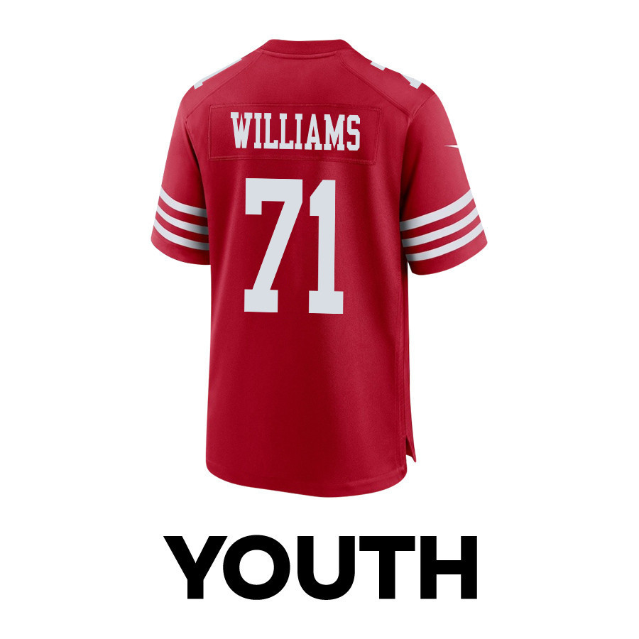 Trent Williams 71 San Francisco 49ers Super Bowl LVIII Patch Game YOUTH Jersey - Scarlet