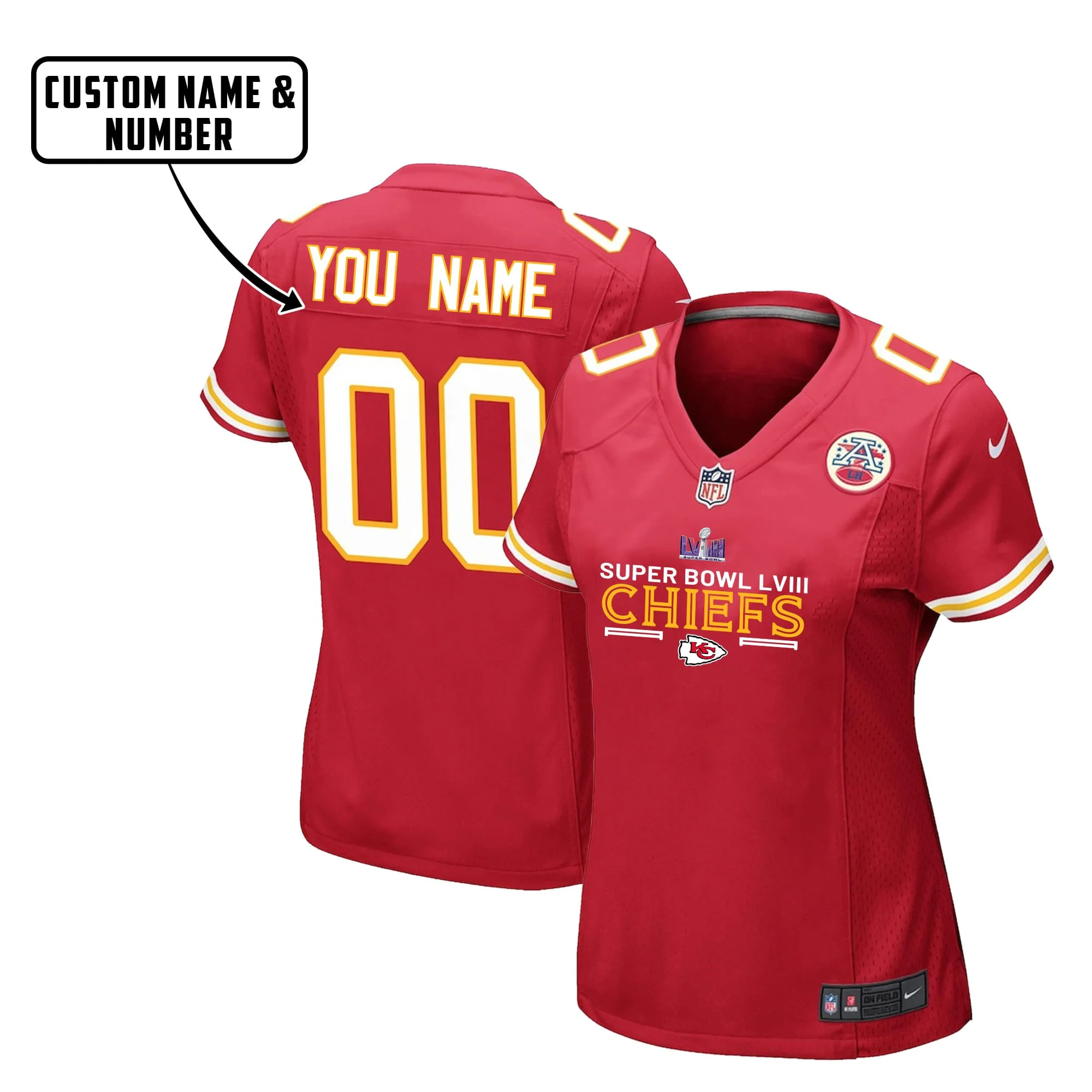 Kansas City Chiefs Super Bowl LVIII Game Jersey - Women, Red V3