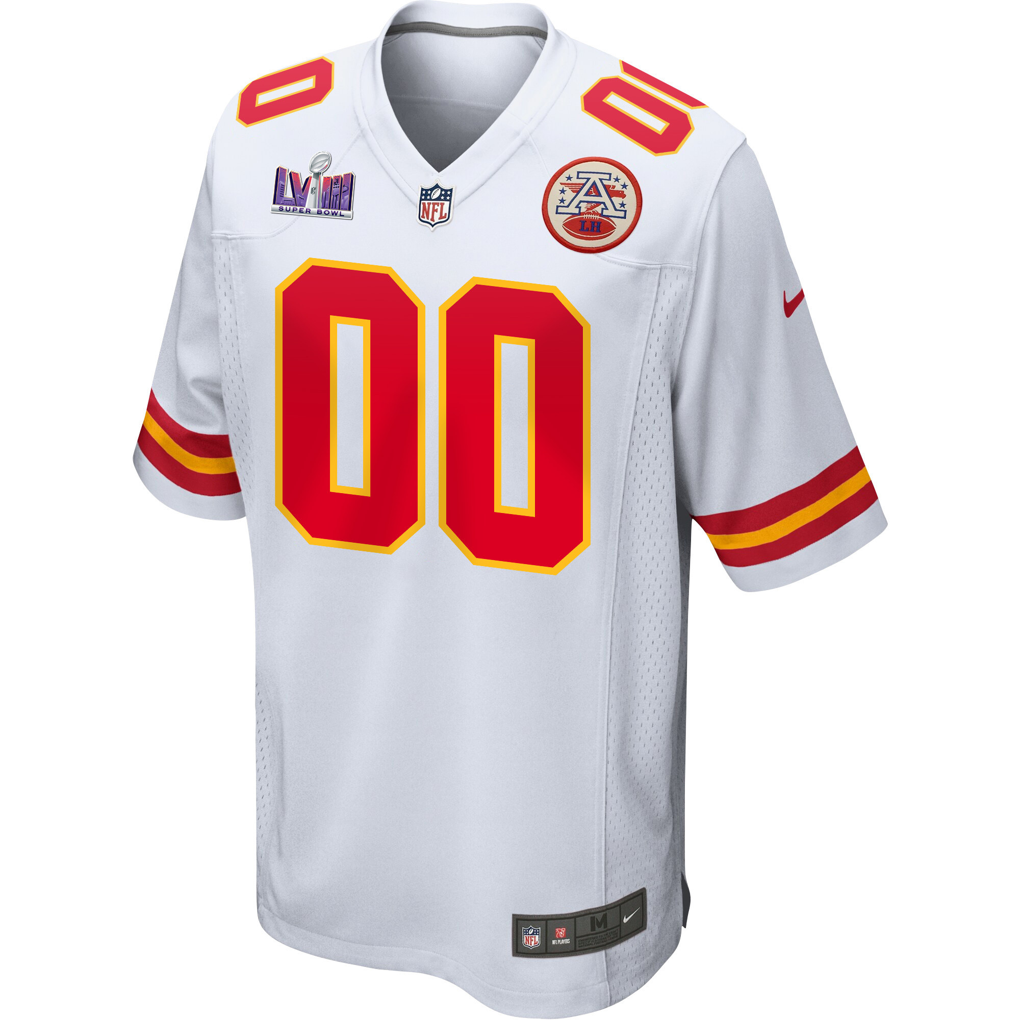 Kansas City Chiefs Super Bowl LVIII Patch Game Men Custom Jersey - White