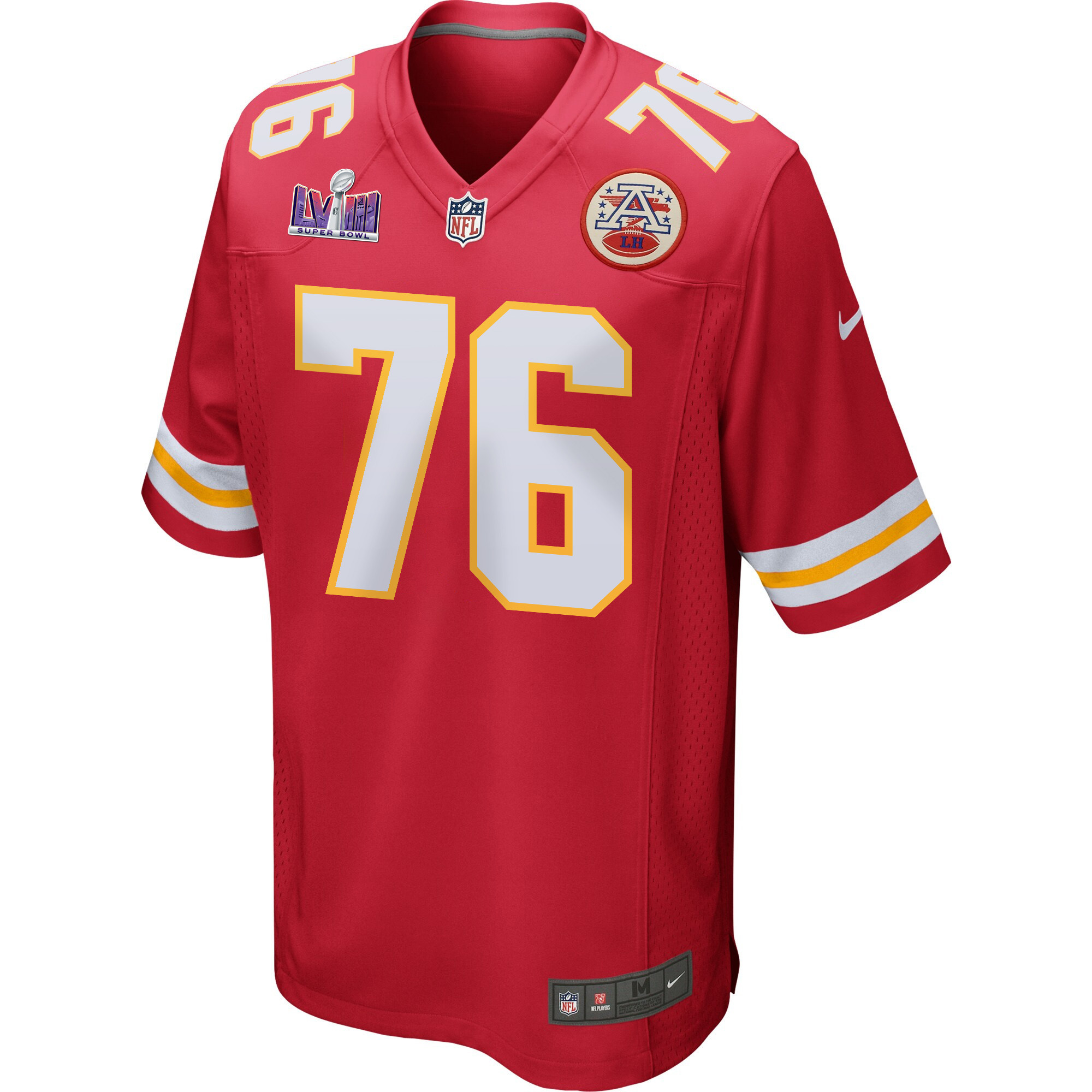 Prince Tega Wanogho 76 Kansas City Chiefs Super Bowl LVIII Patch Game Men Jersey - Red