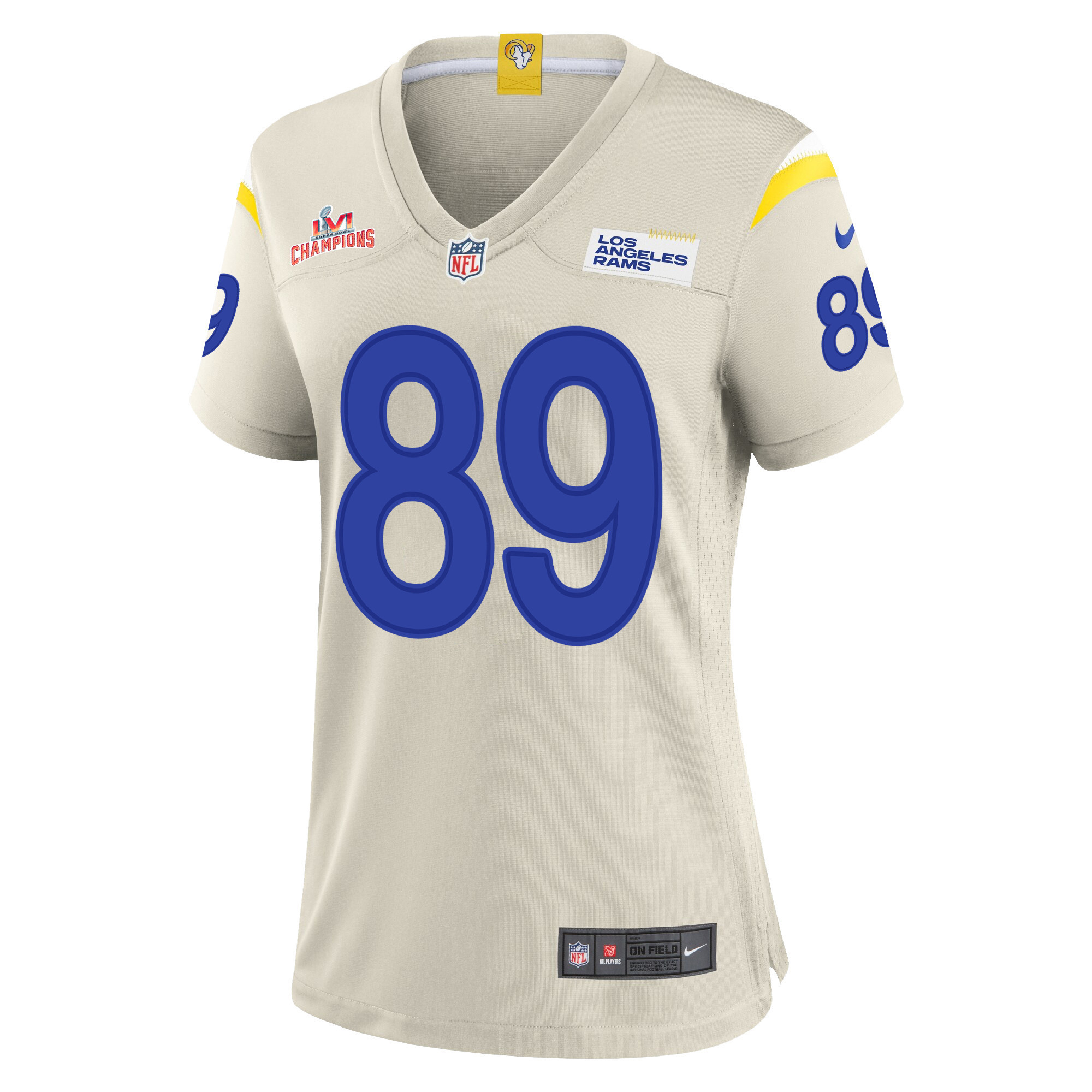 Super Bowl LVI Champions Los Angeles Rams Tyler Higbee 89 Bone Women's Jersey Jersey