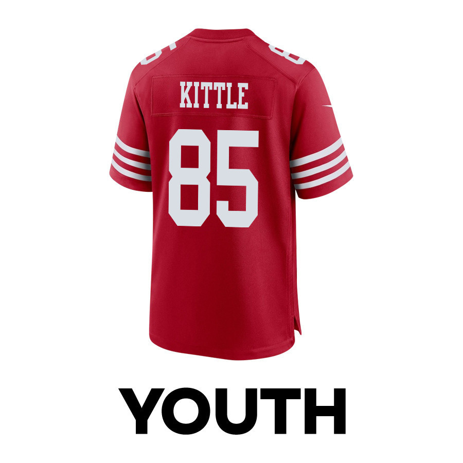 George Kittle 85 San Francisco 49ers Super Bowl LVIII Patch Game YOUTH Jersey - Scarlet