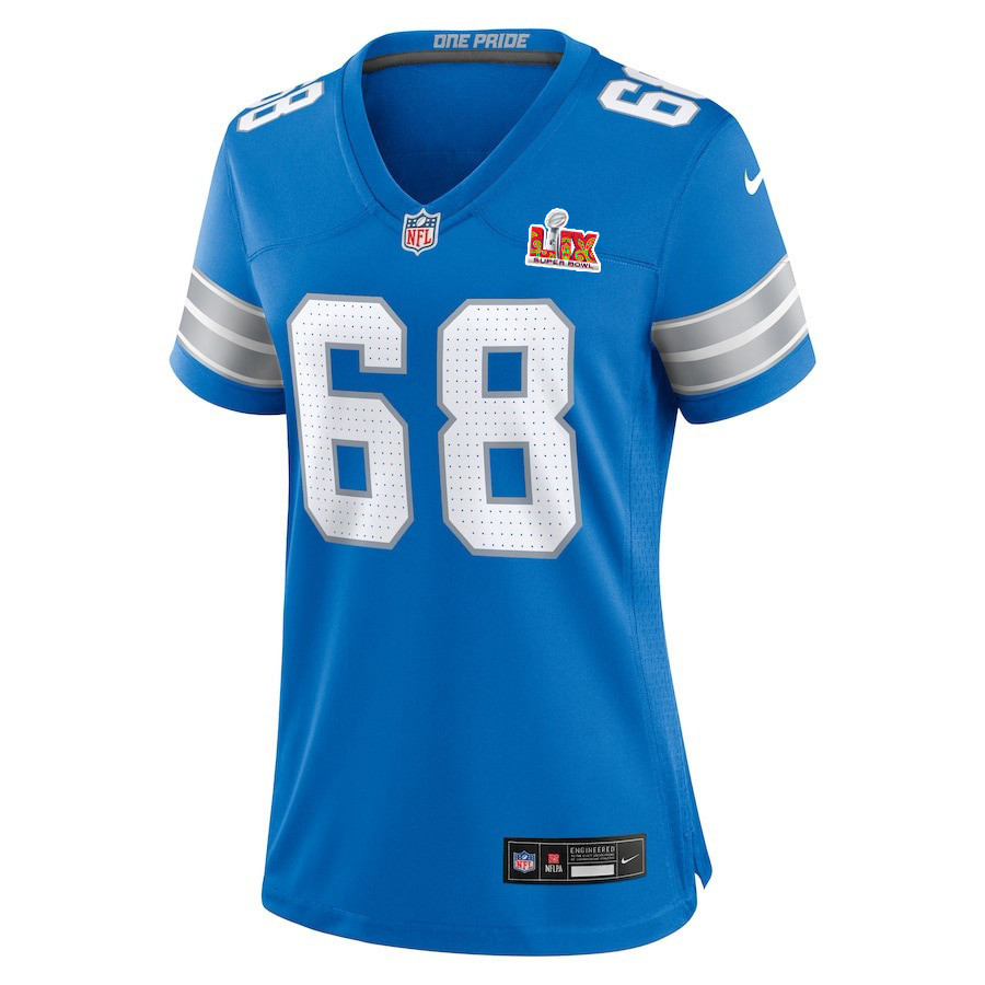 Taylor Decker #68 Detroit Lions Super Bowl LIX Women's Jersey - Blue