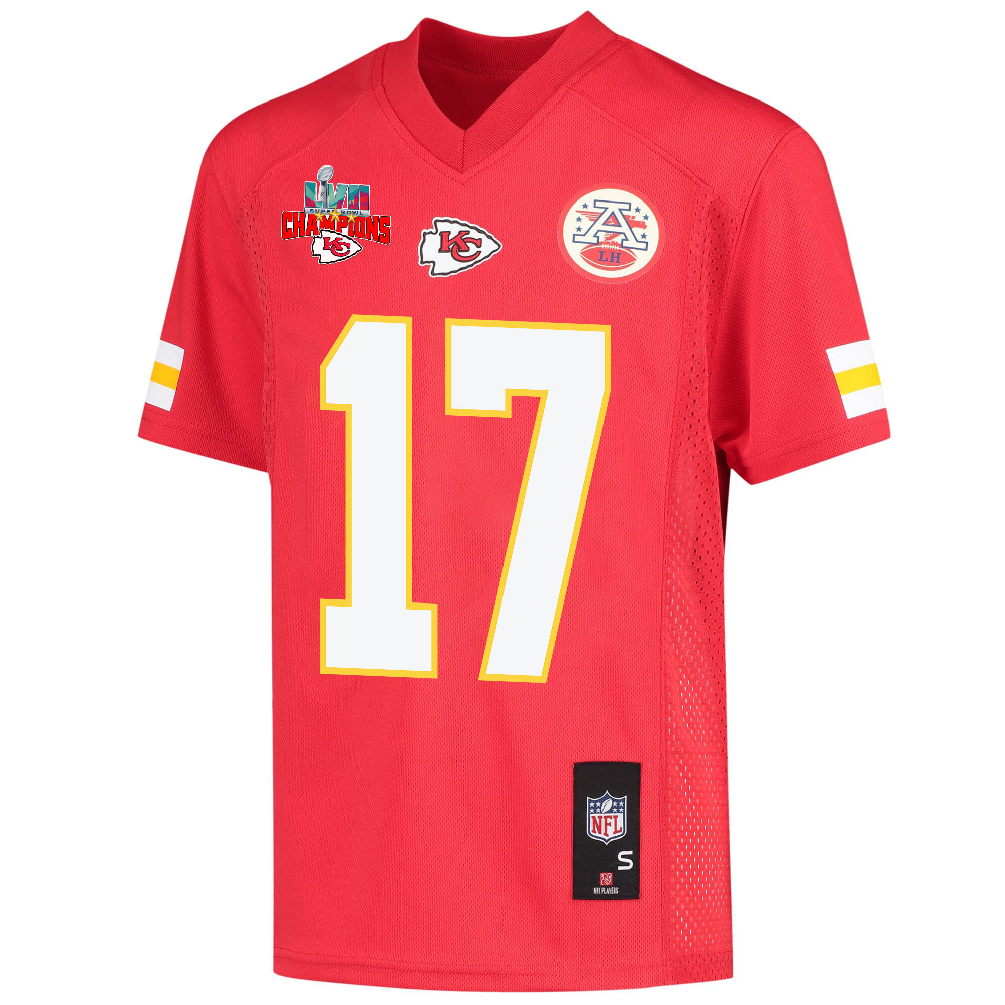 Mecole Hardman 17 Kansas City Chiefs Super Bowl LVII Champions 3 Stars Youth Game Jersey - Red