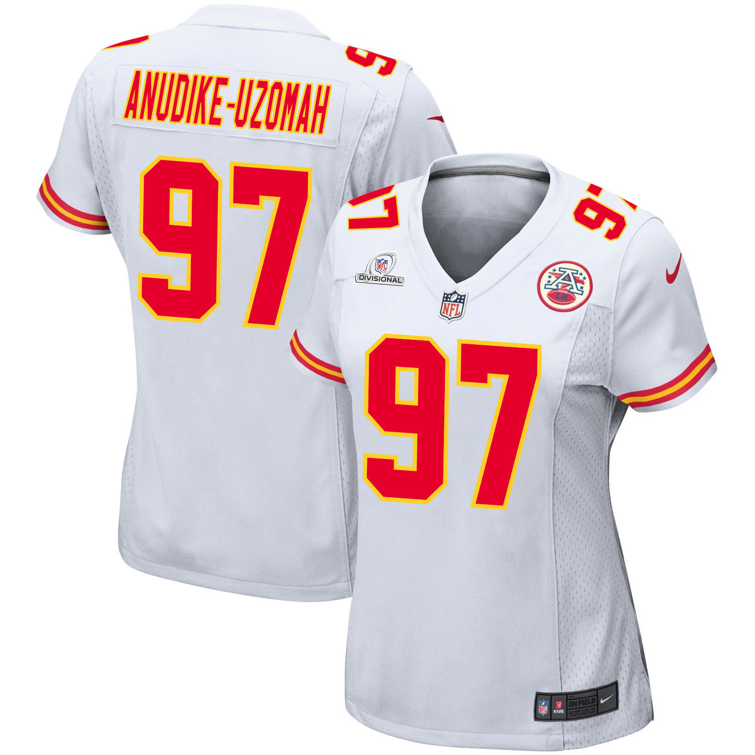Felix Anudike-Uzomah 97 Kansas City Chiefs Super Bowl LVIII Patch Game Women Jersey - White