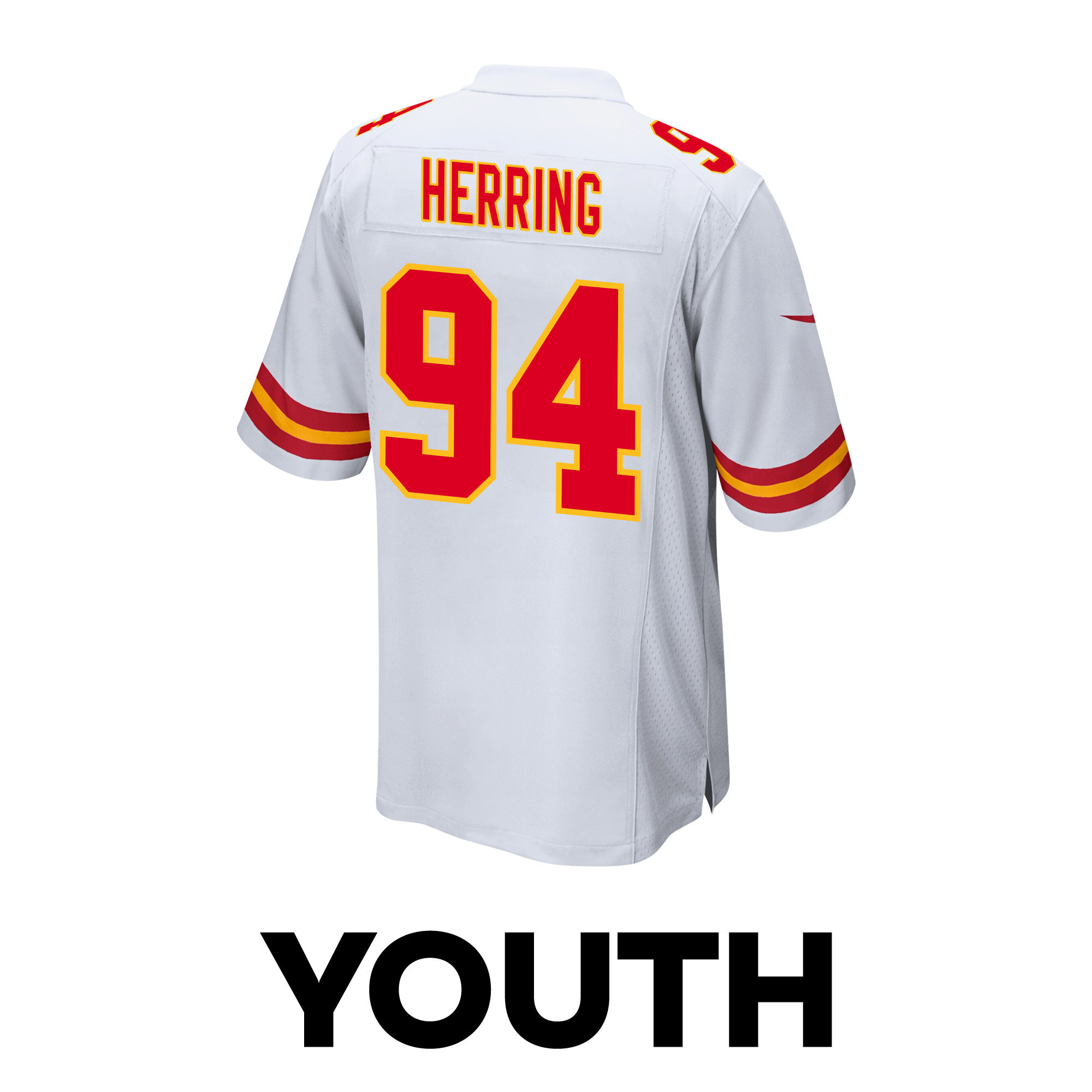 Malik Herring 94 Kansas City Chiefs Super Bowl LVIII Patch Game YOUTH Jersey - White
