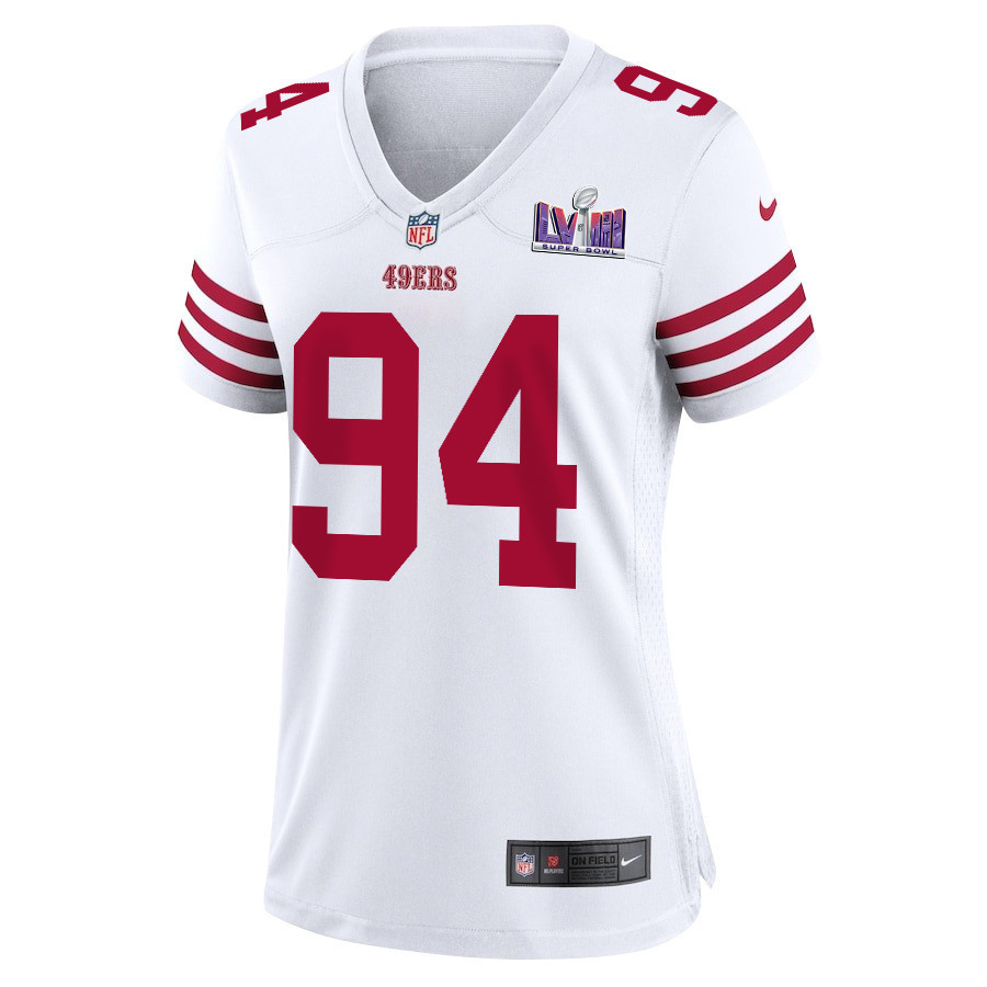 Clelin Ferrell 94 San Francisco 49ers Super Bowl LVIII Patch Game Women Jersey - White