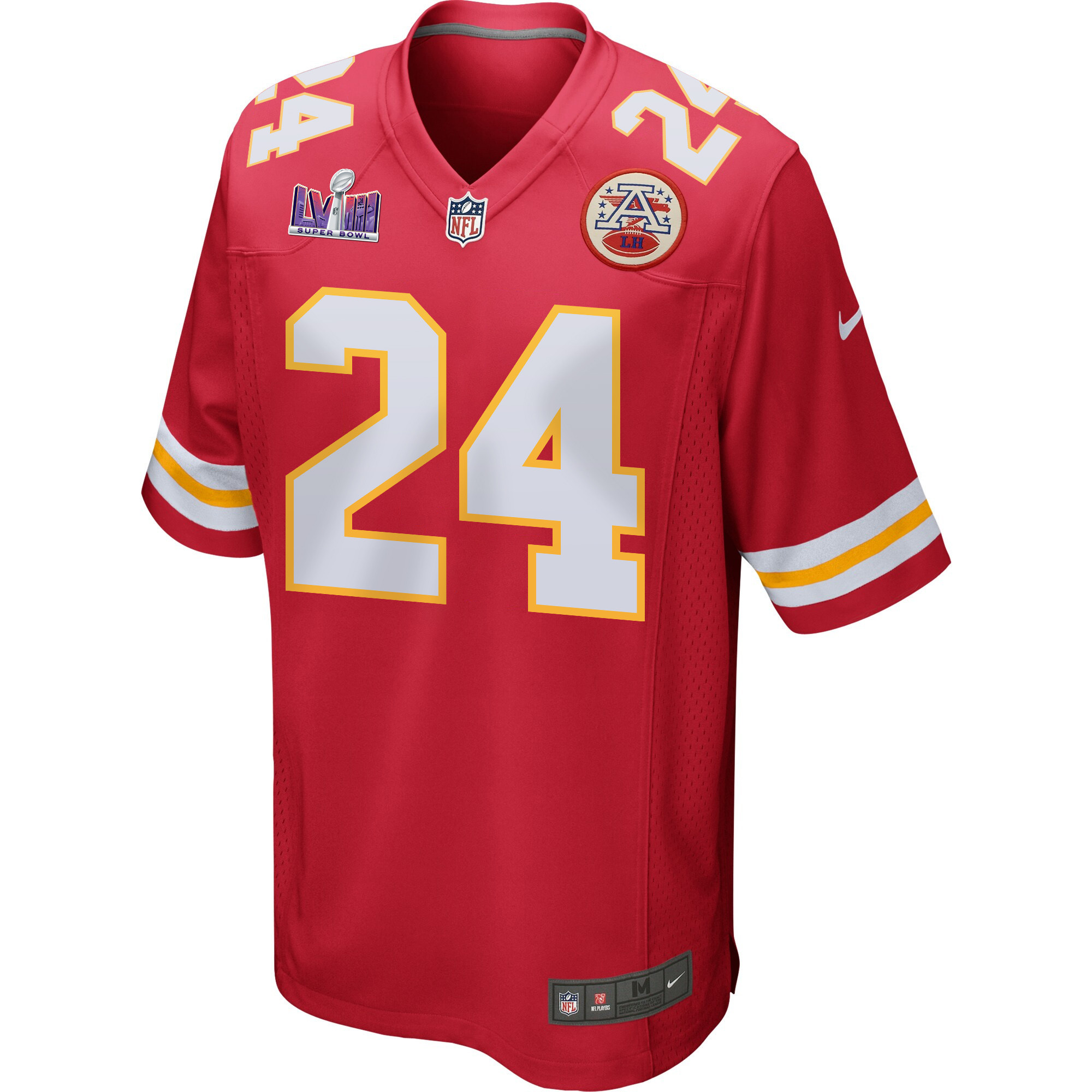 Skyy Moore 24 Kansas City Chiefs Super Bowl LVIII Patch Game Men Jersey - Red