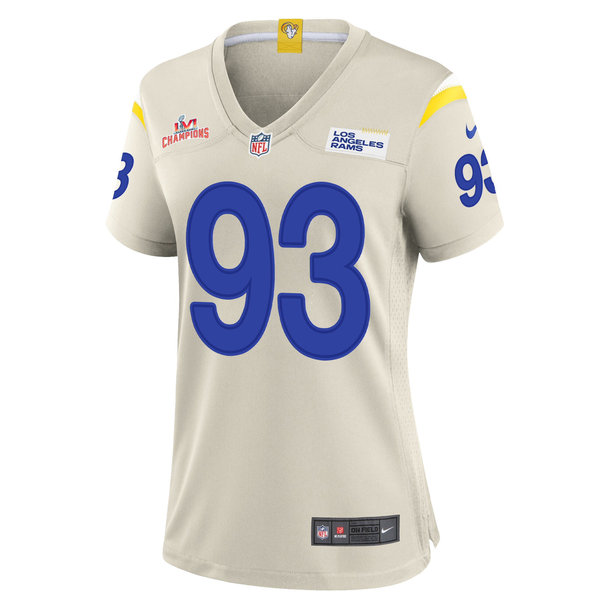Super Bowl LVI Champions Los Angeles Rams Marquise Copeland 93 Bone Women's Jersey Jersey