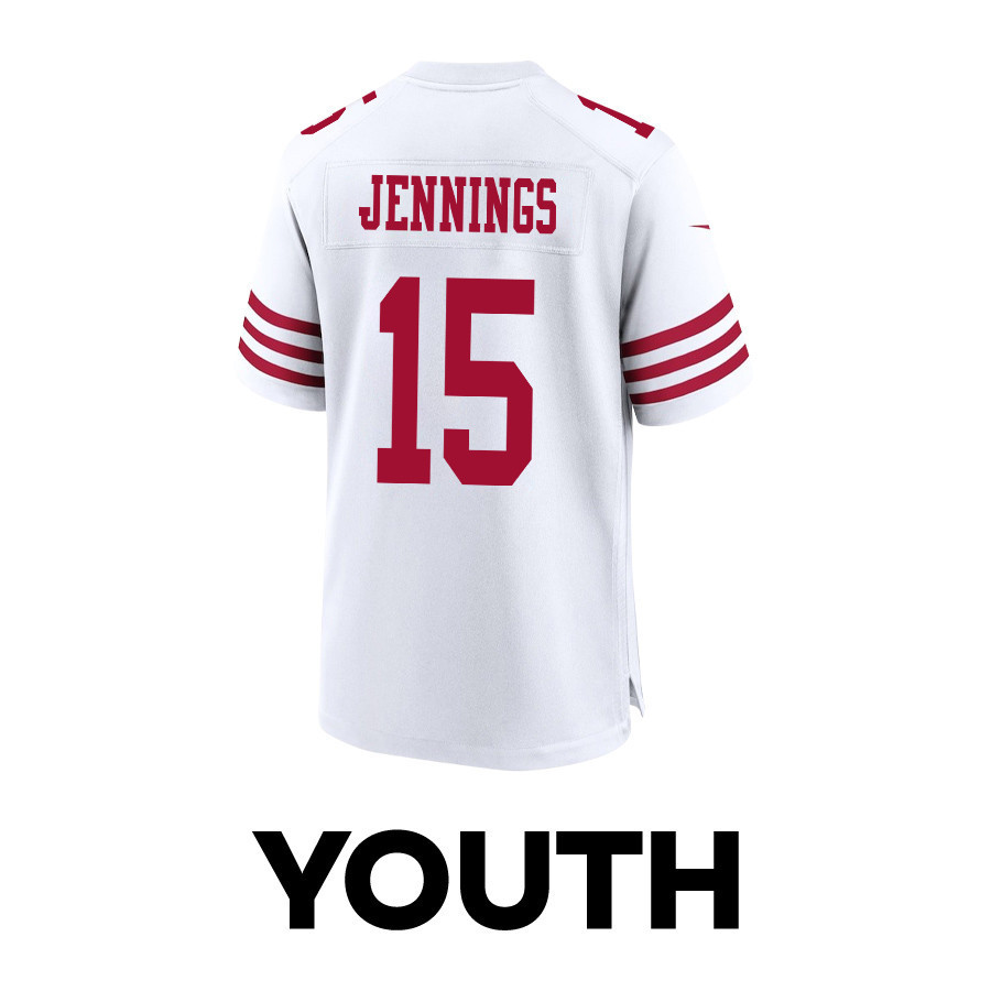 Jauan Jennings 15 San Francisco 49ers Super Bowl LVIII Patch Game YOUTH Jersey - White