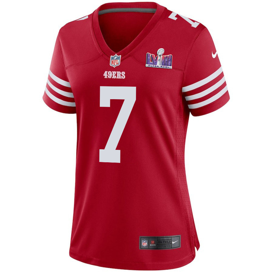 Charvarius Ward 7 San Francisco 49ers Super Bowl LVIII Patch Game Women Jersey - Scarlet
