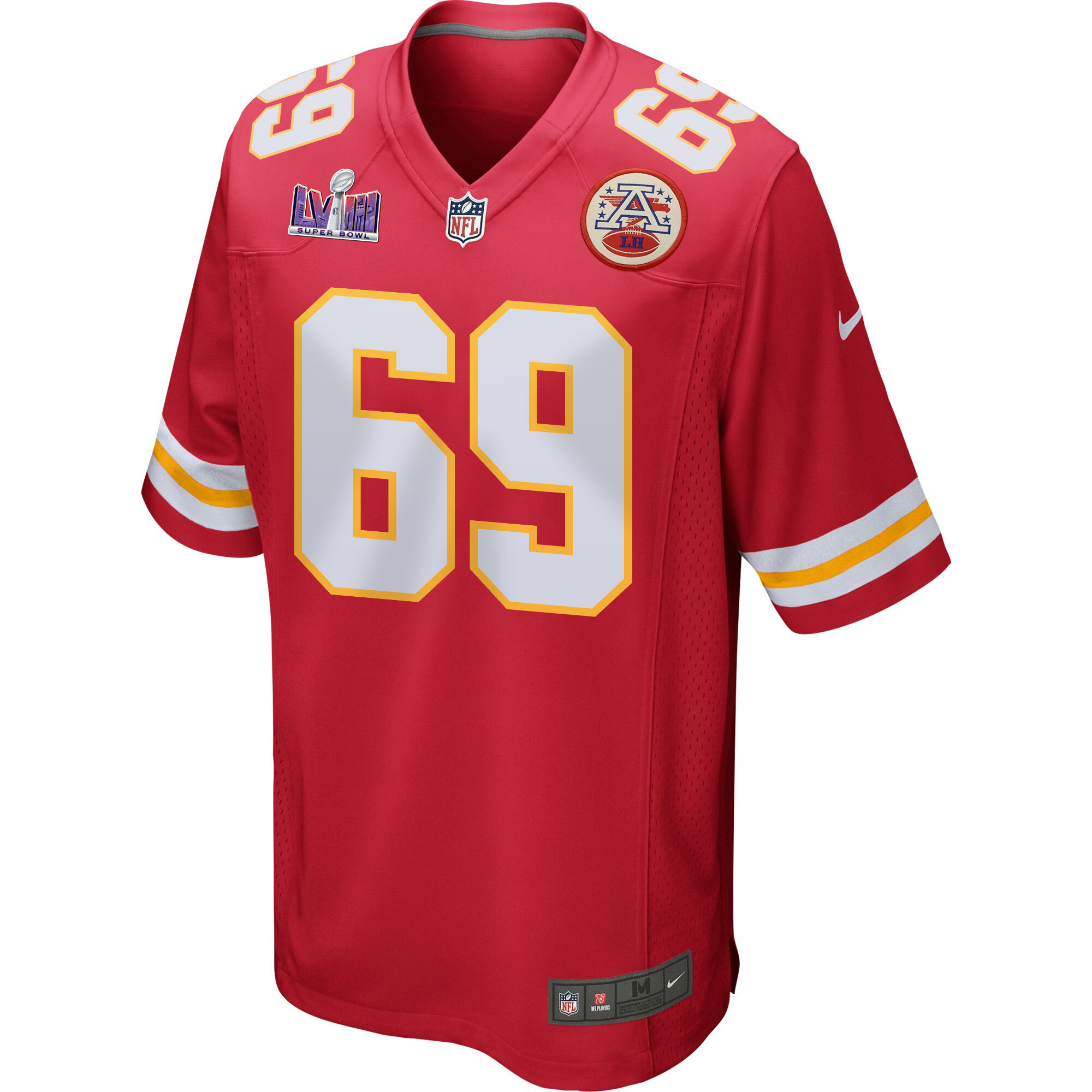 Mike Pennel 69 Kansas City Chiefs Super Bowl LVIII Patch Game Men Jersey - Red