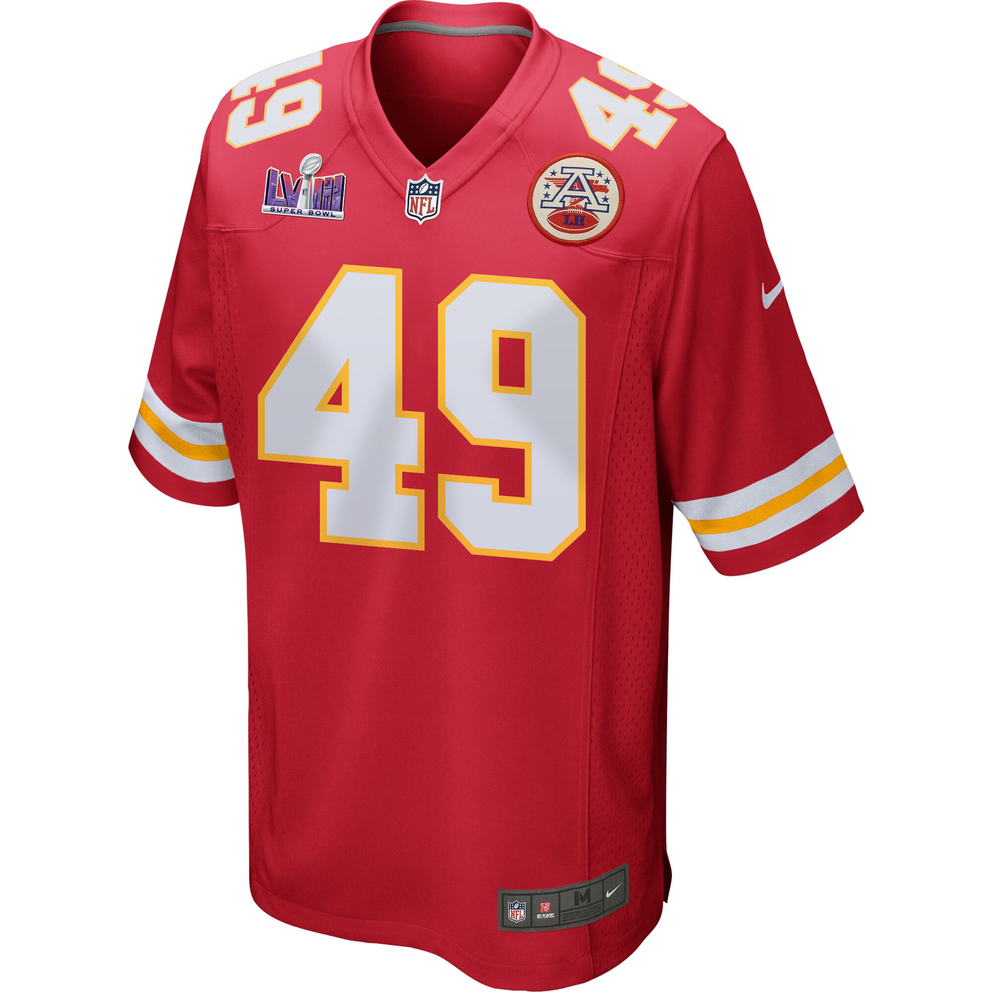 Matt Bushman 49 Kansas City Chiefs Super Bowl LVIII Patch Game Men Jersey - Red