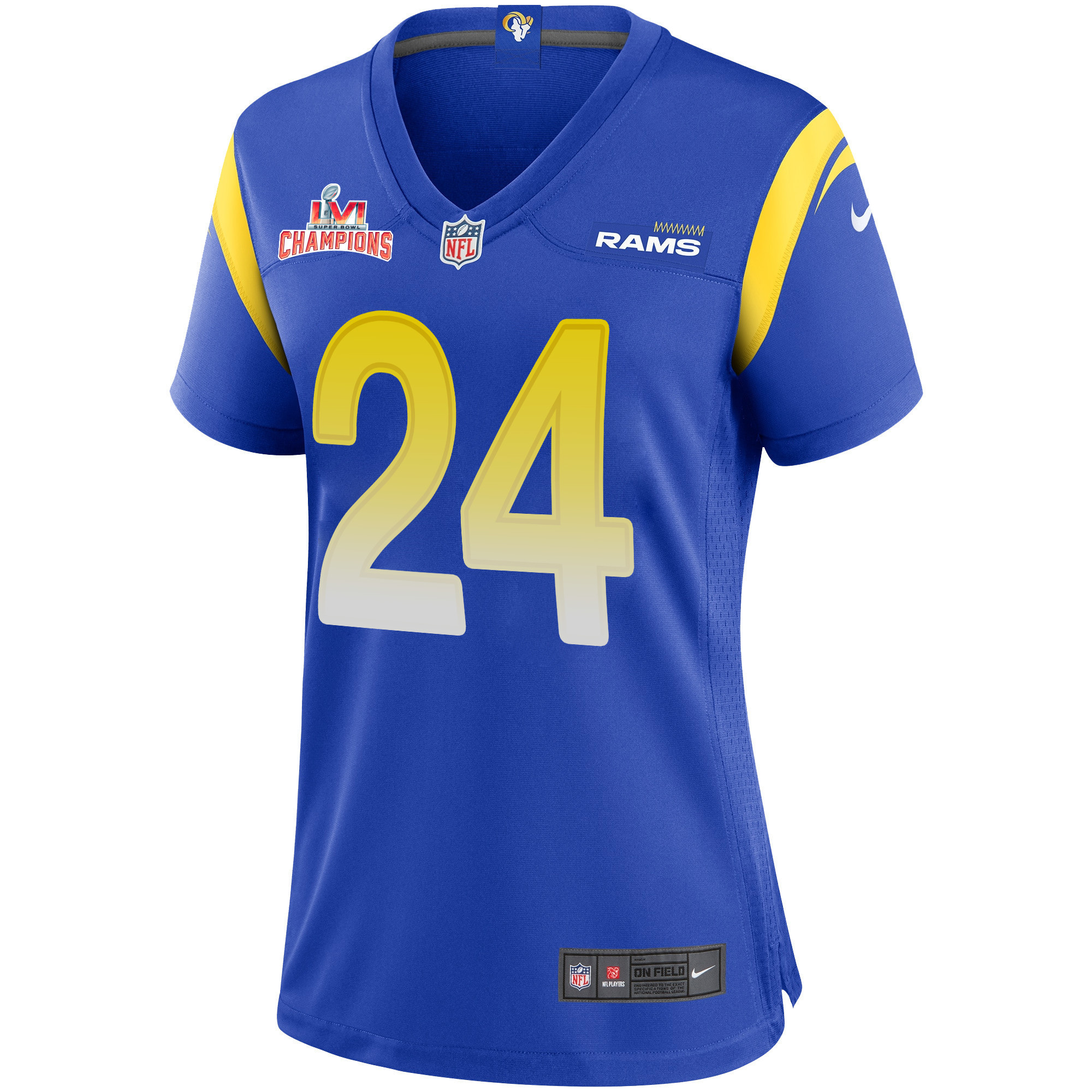 Super Bowl LVI Champions Los Angeles Rams Taylor Rapp 24 Royal Women's Jersey Jersey