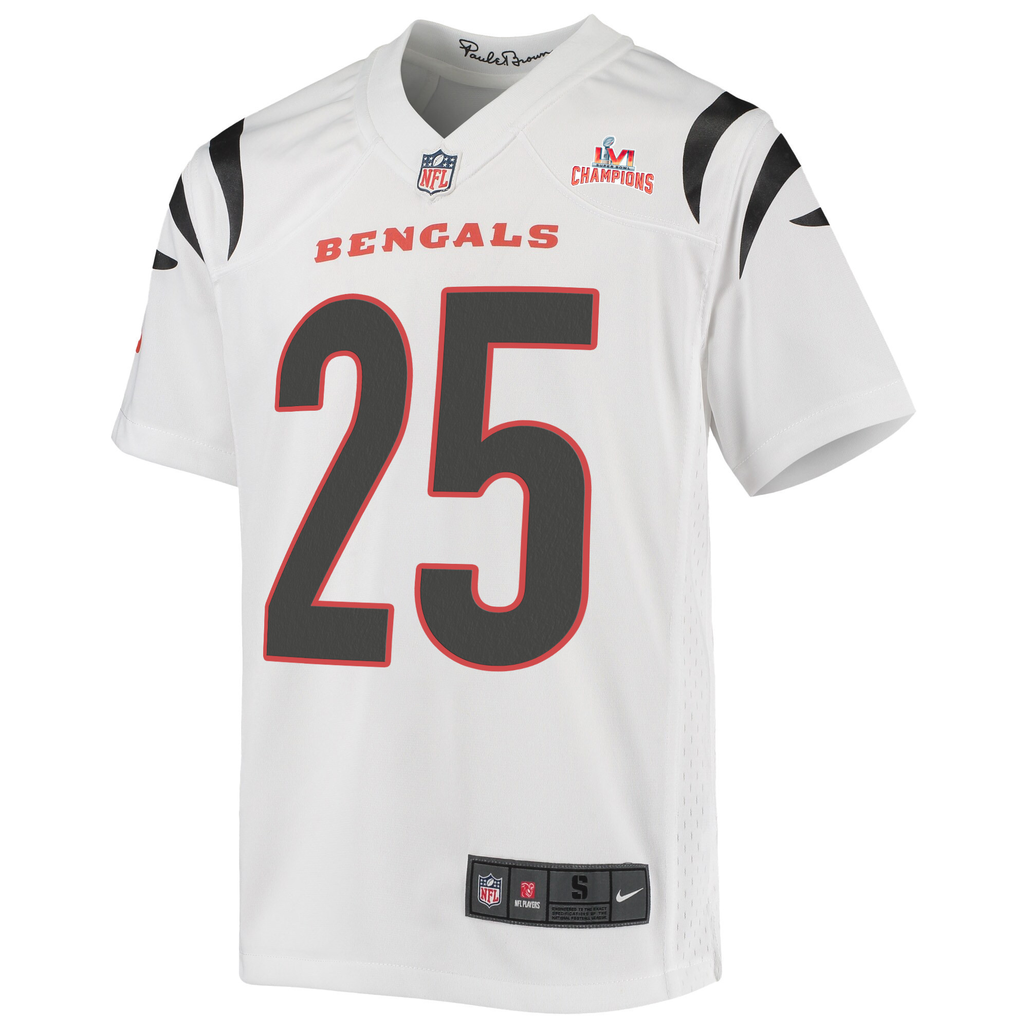 Super Bowl LVI Champions Cincinnati Bengals Chris Evans 25 White Youth's Jersey Jersey