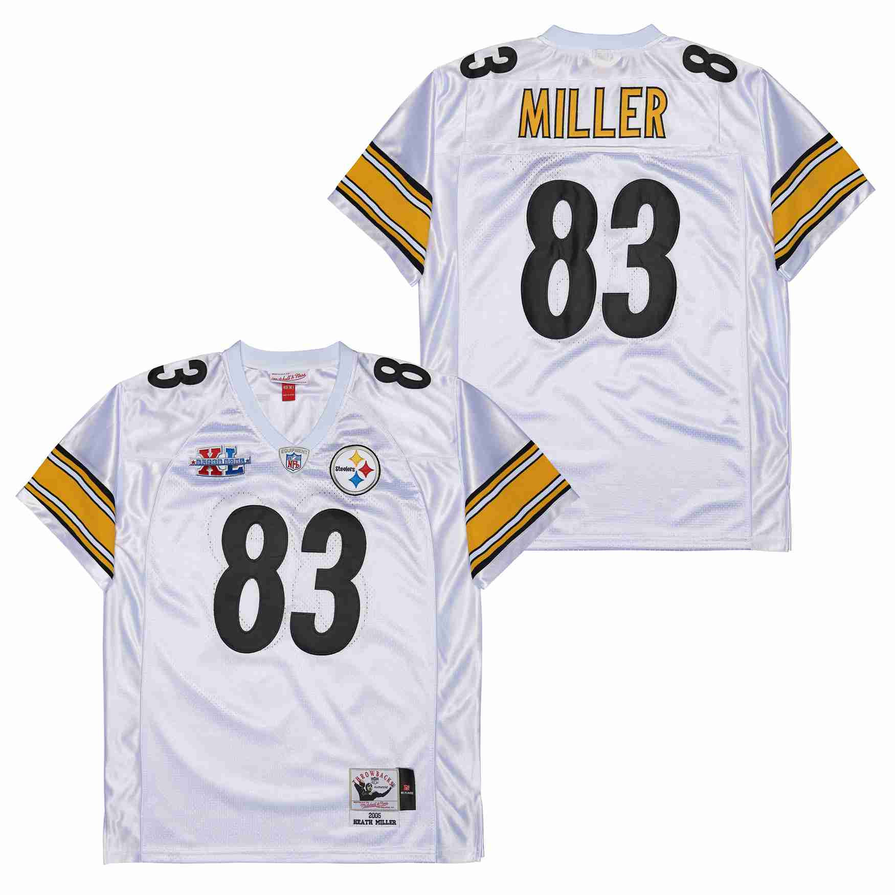 Heath Miller 83 Pittsburgh Steelers Super Bowl XL Retro Throwback Men Jersey - White