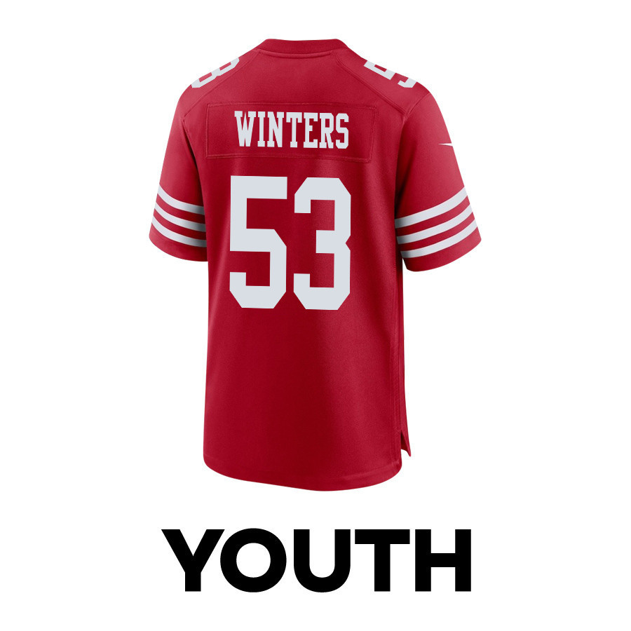 Dee Winters 53 San Francisco 49ers Super Bowl LVIII Patch Game YOUTH Jersey - Scarlet