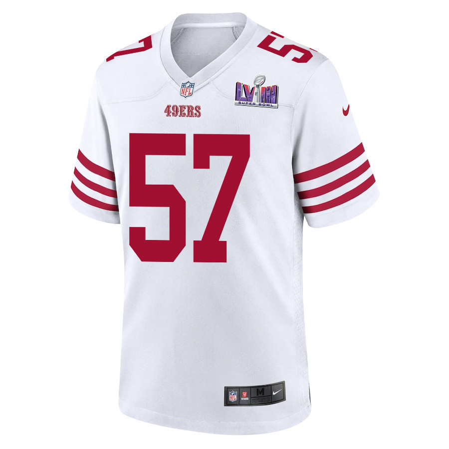 Dre Greenlaw 57 San Francisco 49ers Super Bowl LVIII Patch Game Men Jersey - White