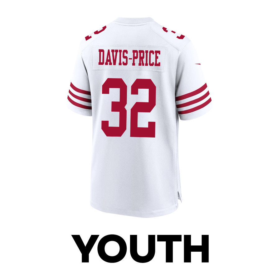 Tyrion Davis-Price 32 San Francisco 49ers Super Bowl LVIII Patch Game YOUTH Jersey - White