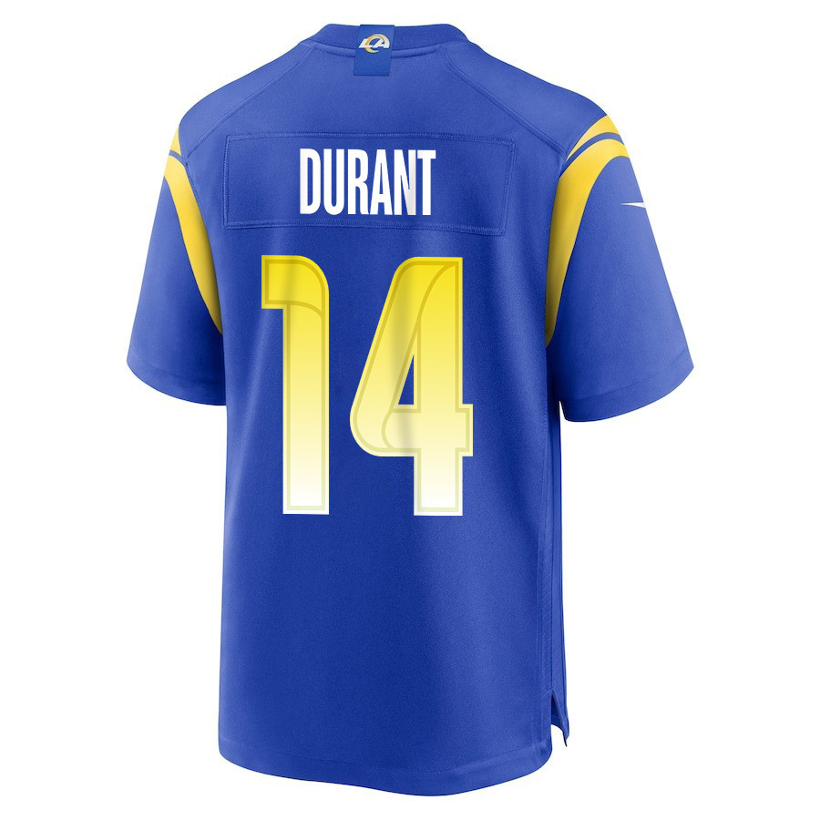 Cobie Durant 14 Los Angeles Rams Super Bowl LIX New Orleans Patch Game Men Jersey - Royal