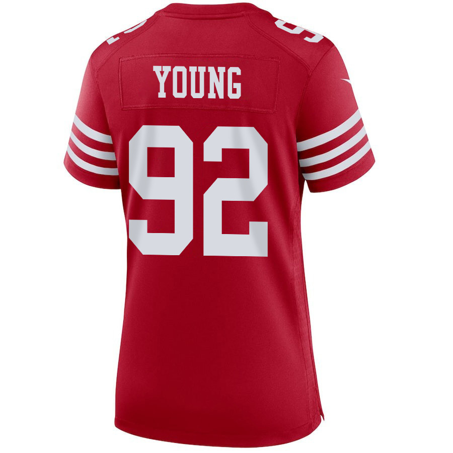 Chase Young 92 San Francisco 49ers Super Bowl LVIII Patch Game Women Jersey - Scarlet