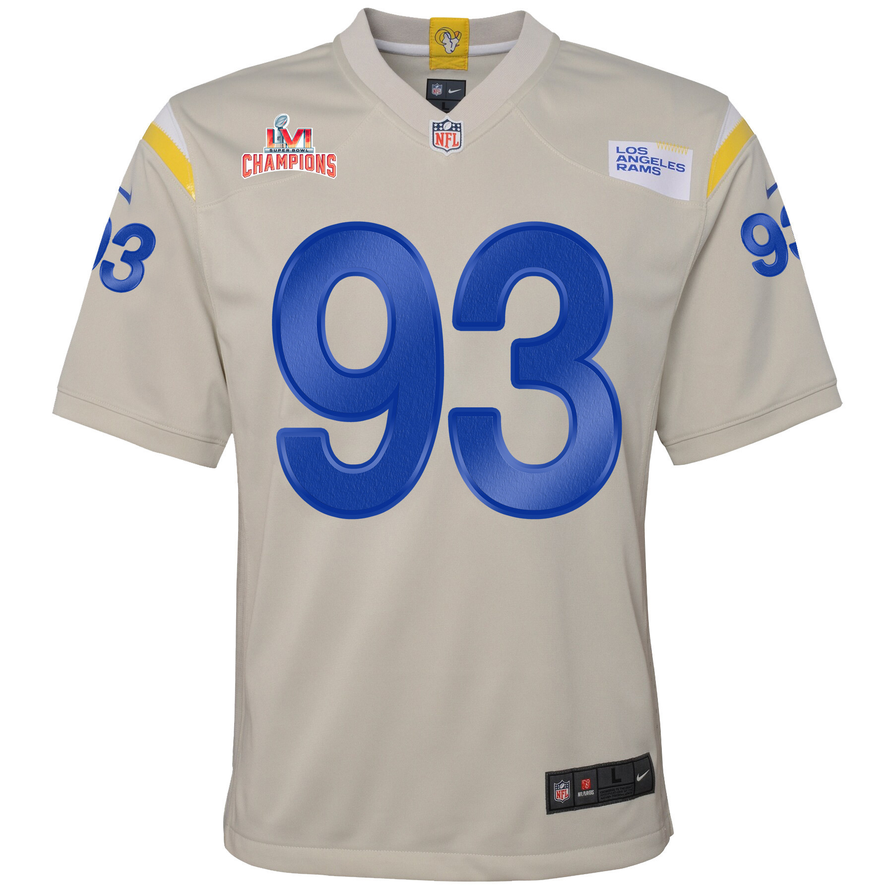 Super Bowl LVI Champions Los Angeles Rams Marquise Copeland 93 Bone Youth's Jersey Jersey