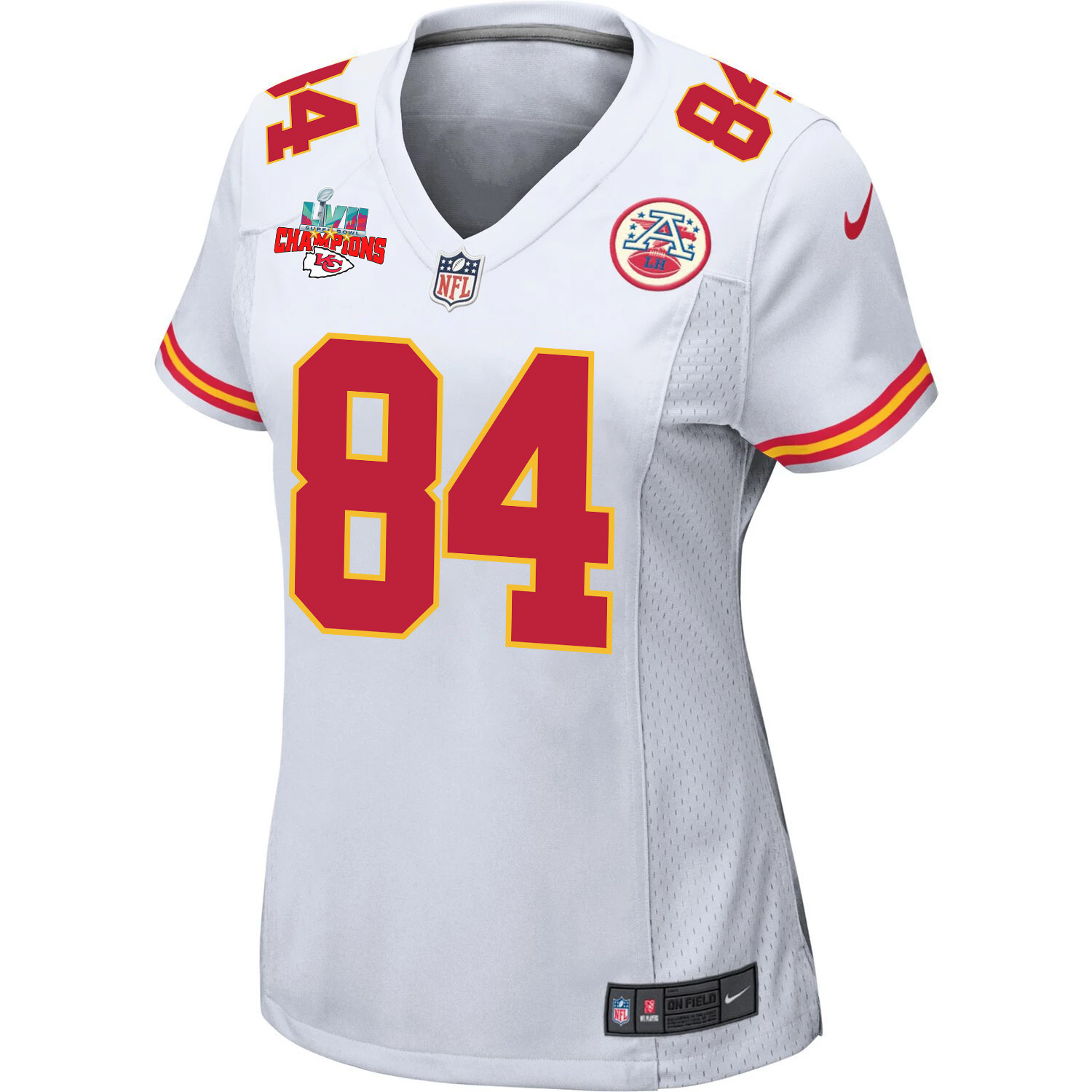 Justin Watson 84 Kansas City Chiefs Super Bowl LVII Champions 3 Stars Women Game Jersey - White