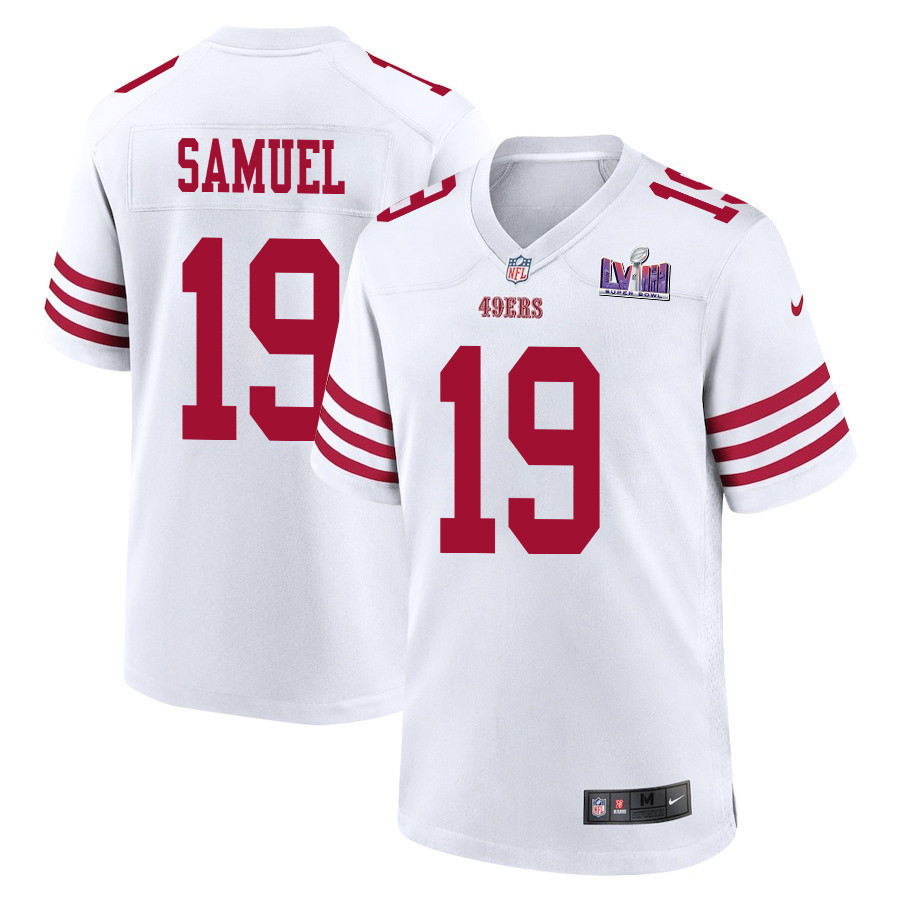 Deebo Samuel 19 San Francisco 49ers Super Bowl LVIII Patch Game Men Jersey - White