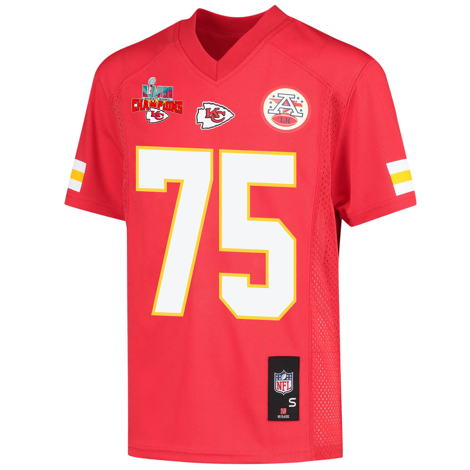 Darian Kinnard 75 Kansas City Chiefs Super Bowl LVII Champions 3 Stars Youth Game Jersey - Red