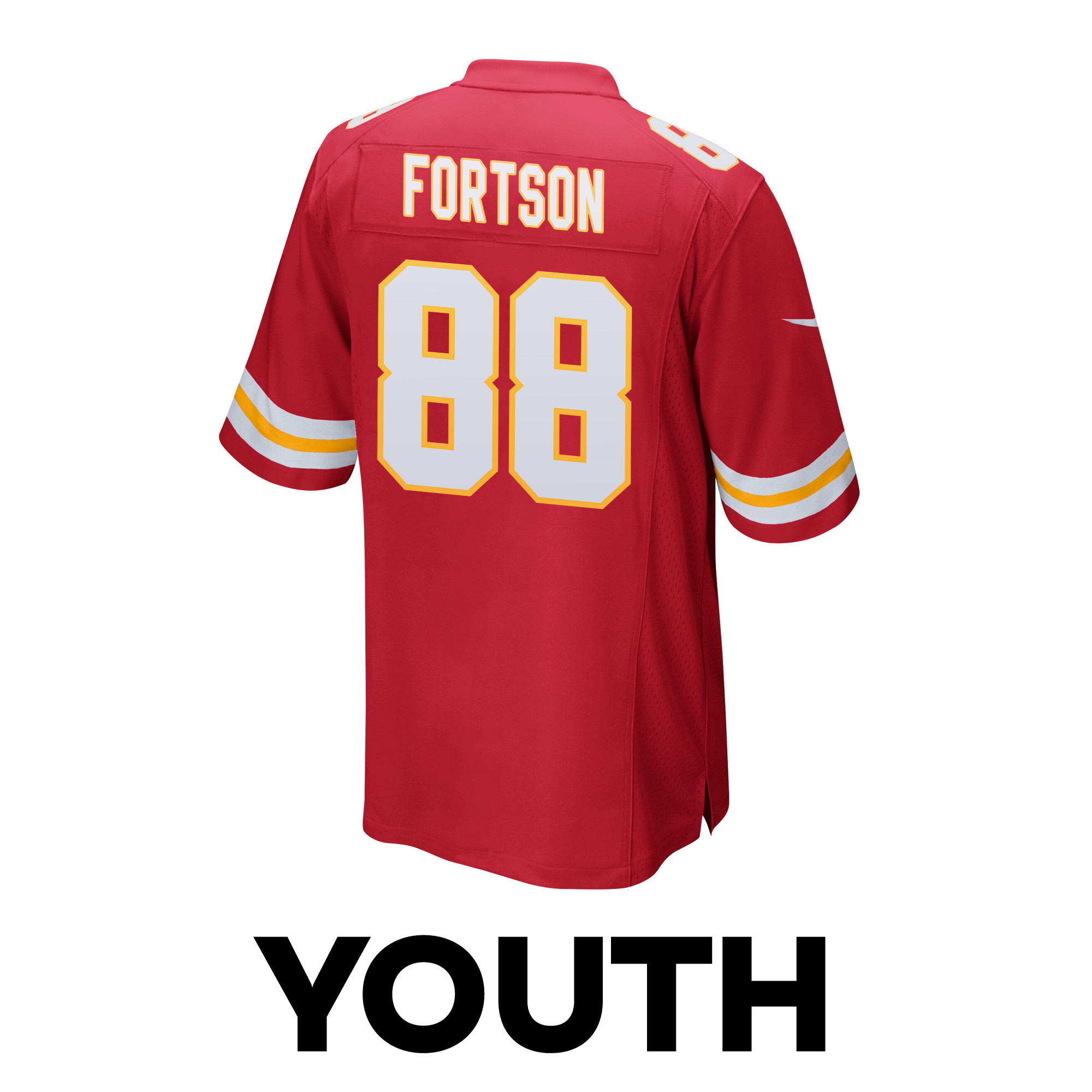 Jody Fortson 88 Kansas City Chiefs Super Bowl LVIII Patch Game YOUTH Jersey - Red
