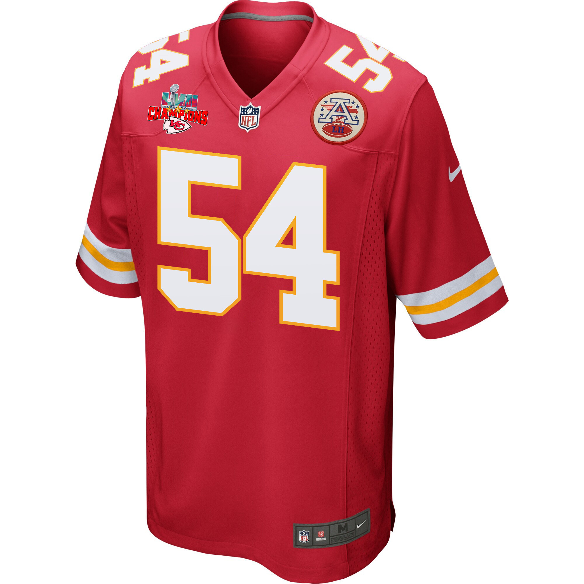 Leo Chenal 54 Kansas City Chiefs Super Bowl LVII Champions 3 Stars Men Game Jersey - Red