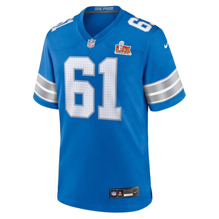 David Bada #61 Detroit Lions Super Bowl LIX Jersey - Men's - Blue