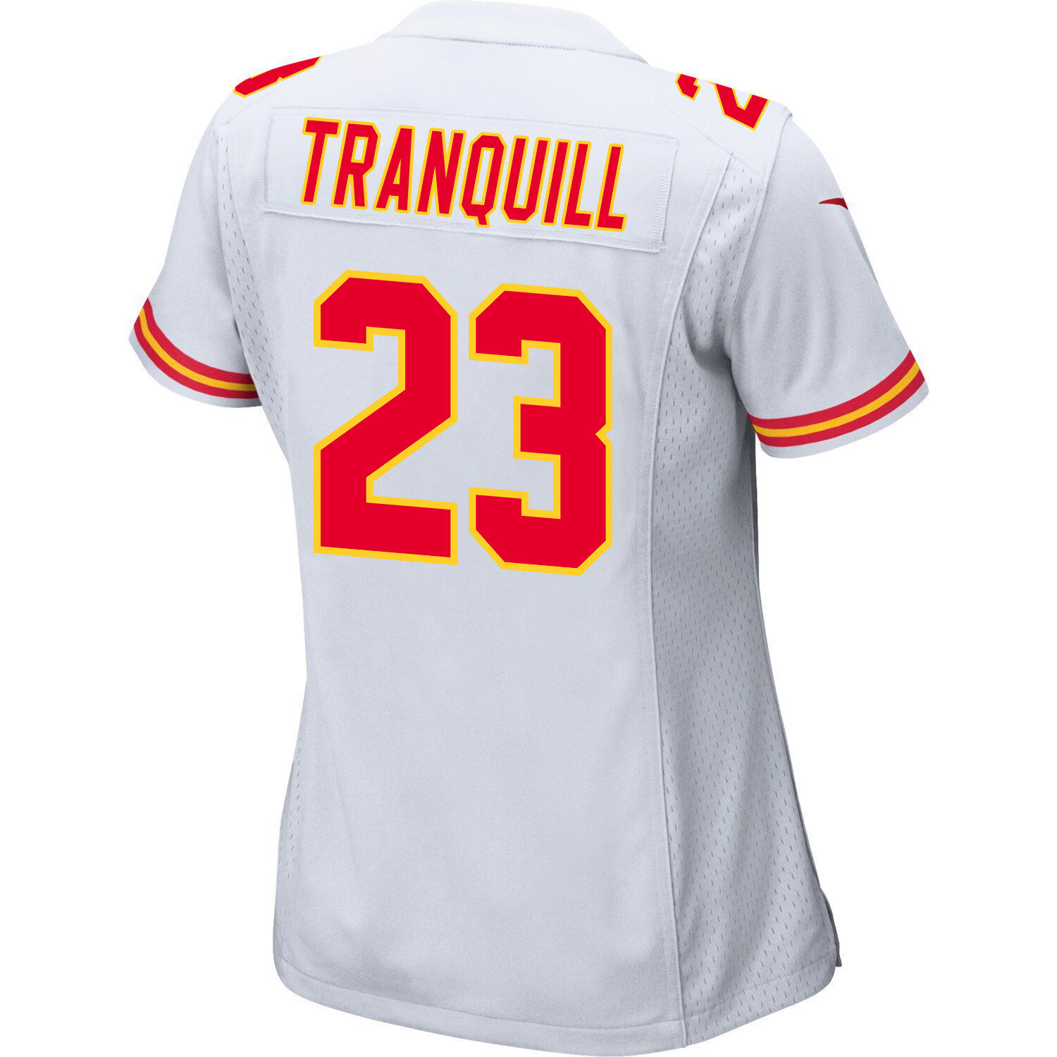 Drue Tranquill 23 Kansas City Chiefs Super Bowl LVIII Patch Game Women Jersey - White