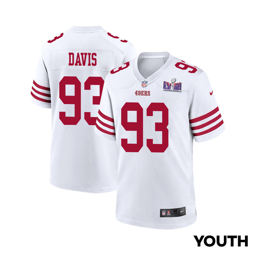 Kalia Davis 93 San Francisco 49ers Super Bowl LVIII Patch Game YOUTH Jersey - White