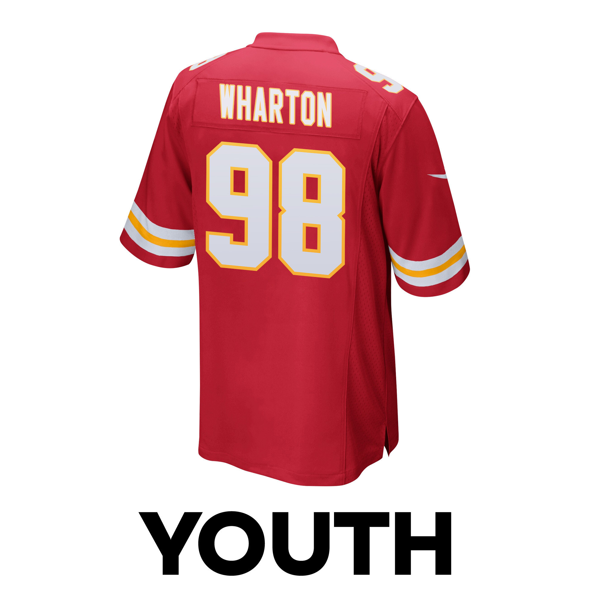 Tershawn Wharton 98 Kansas City Chiefs Super Bowl LVIII Patch Game YOUTH Jersey - Red