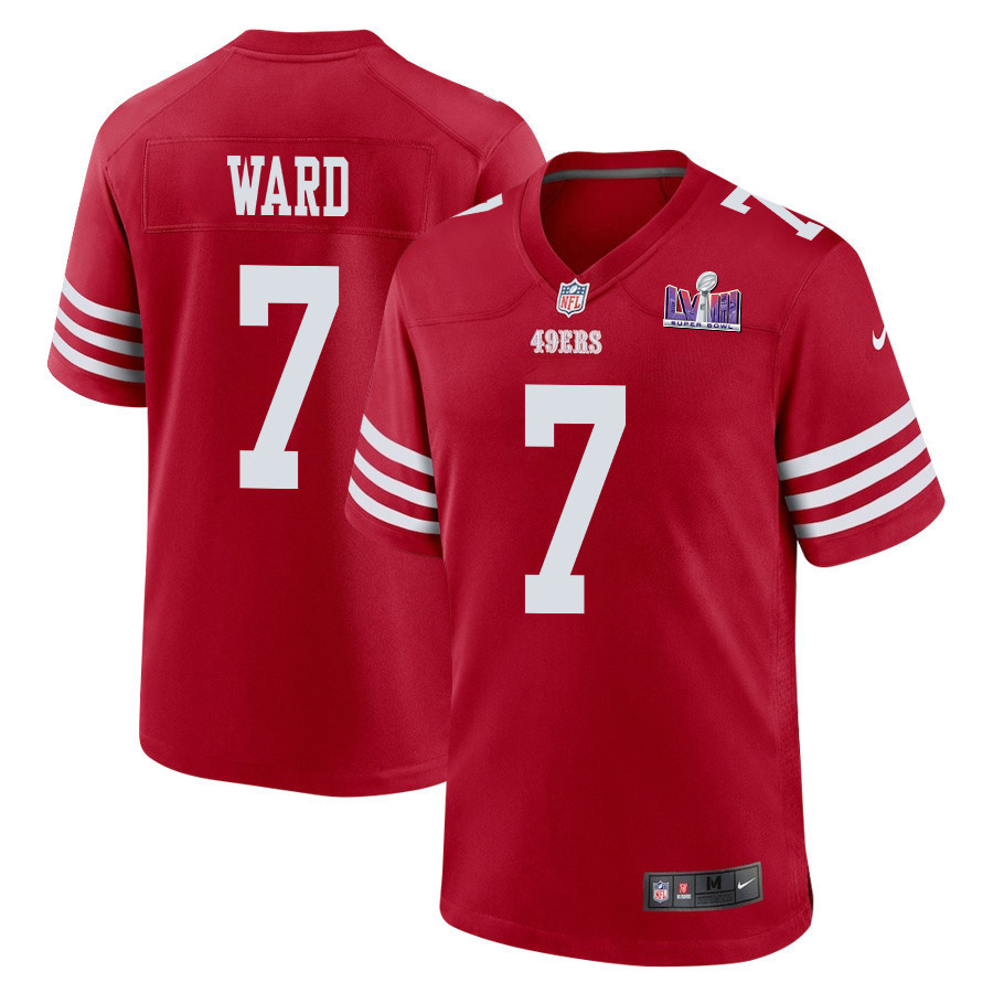 Charvarius Ward 7 San Francisco 49ers Super Bowl LVIII Patch Game Men Jersey - Scarlet
